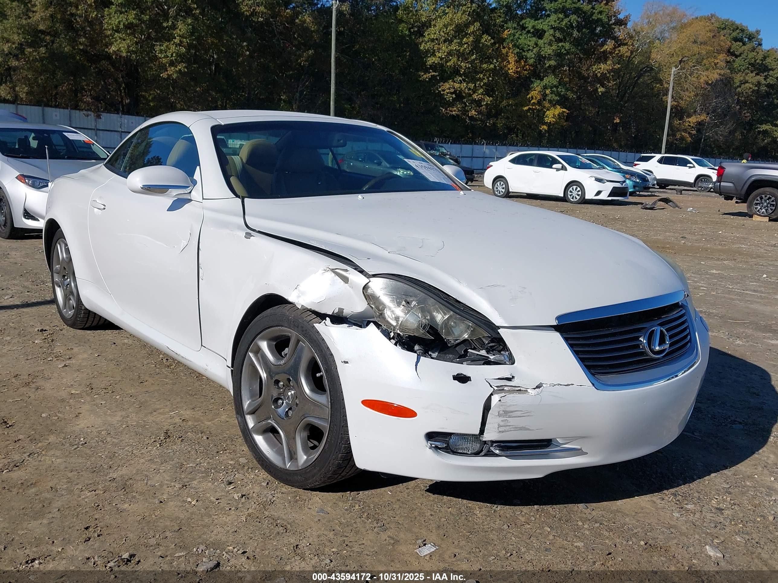 2007 Lexus Sc 430   White vin: JTHFN45Y879014086