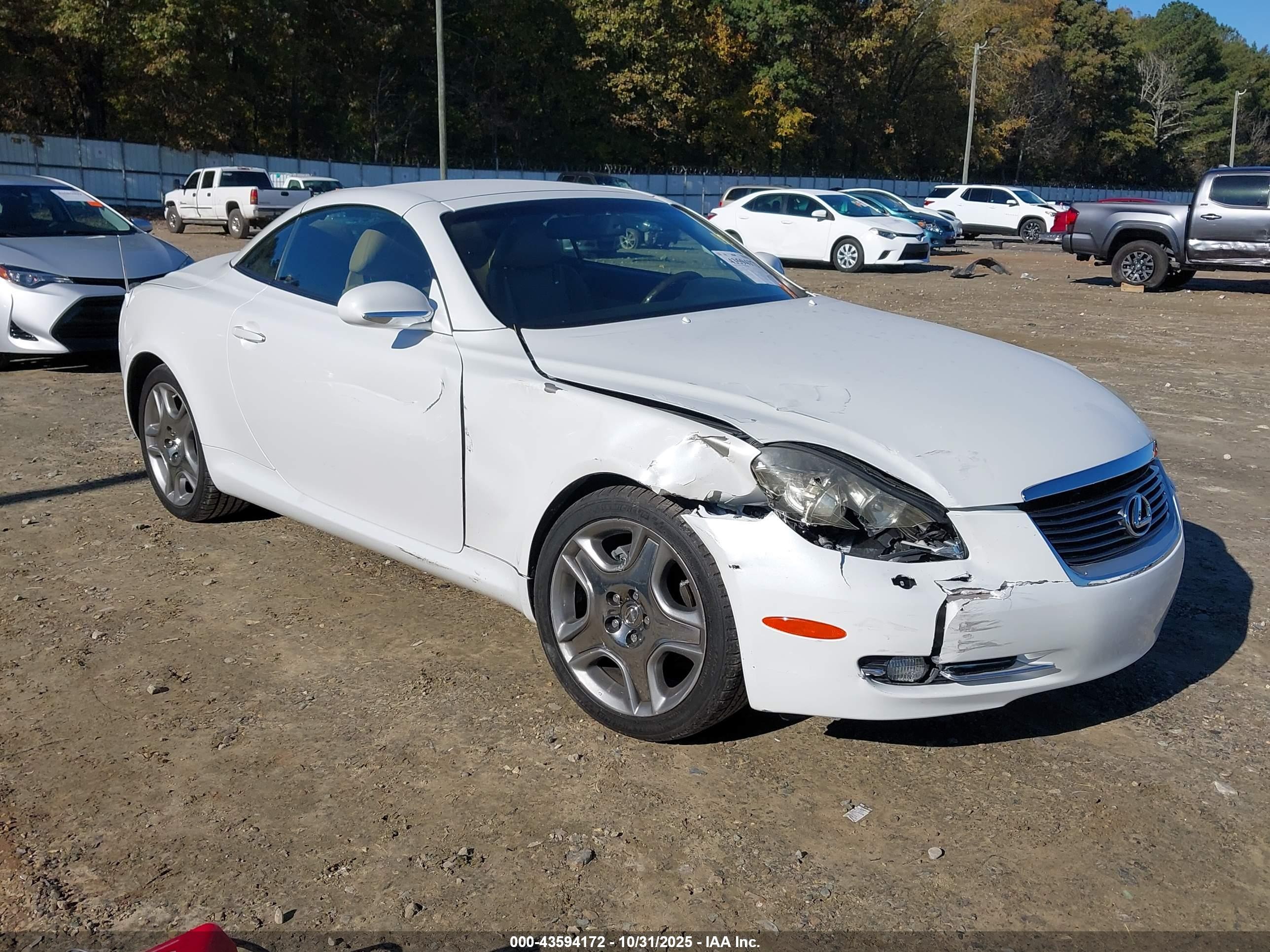 2007 Lexus Sc 430   White vin: JTHFN45Y879014086