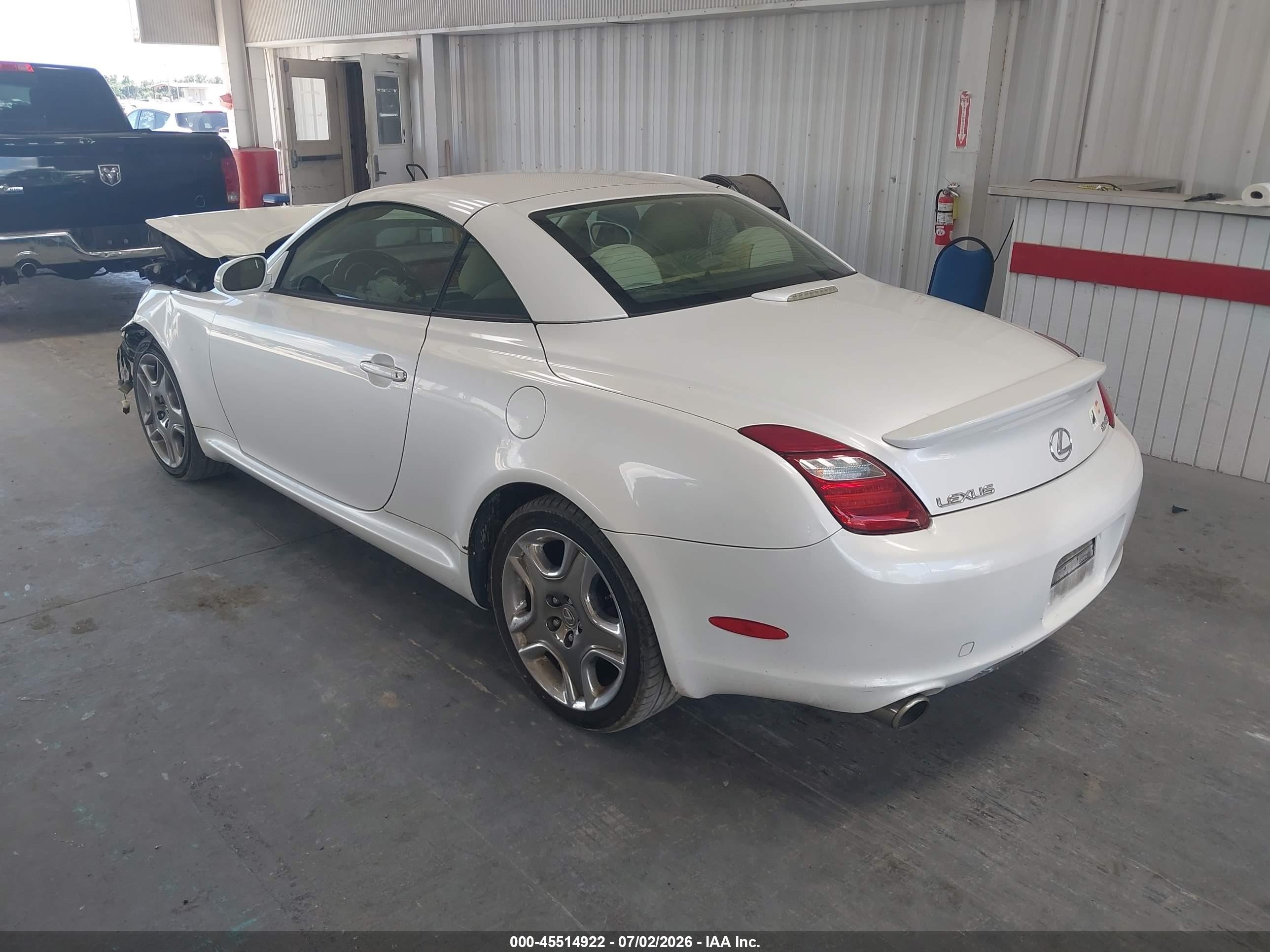 2008 Lexus Sc 430 White vin: JTHFN45Y889019595