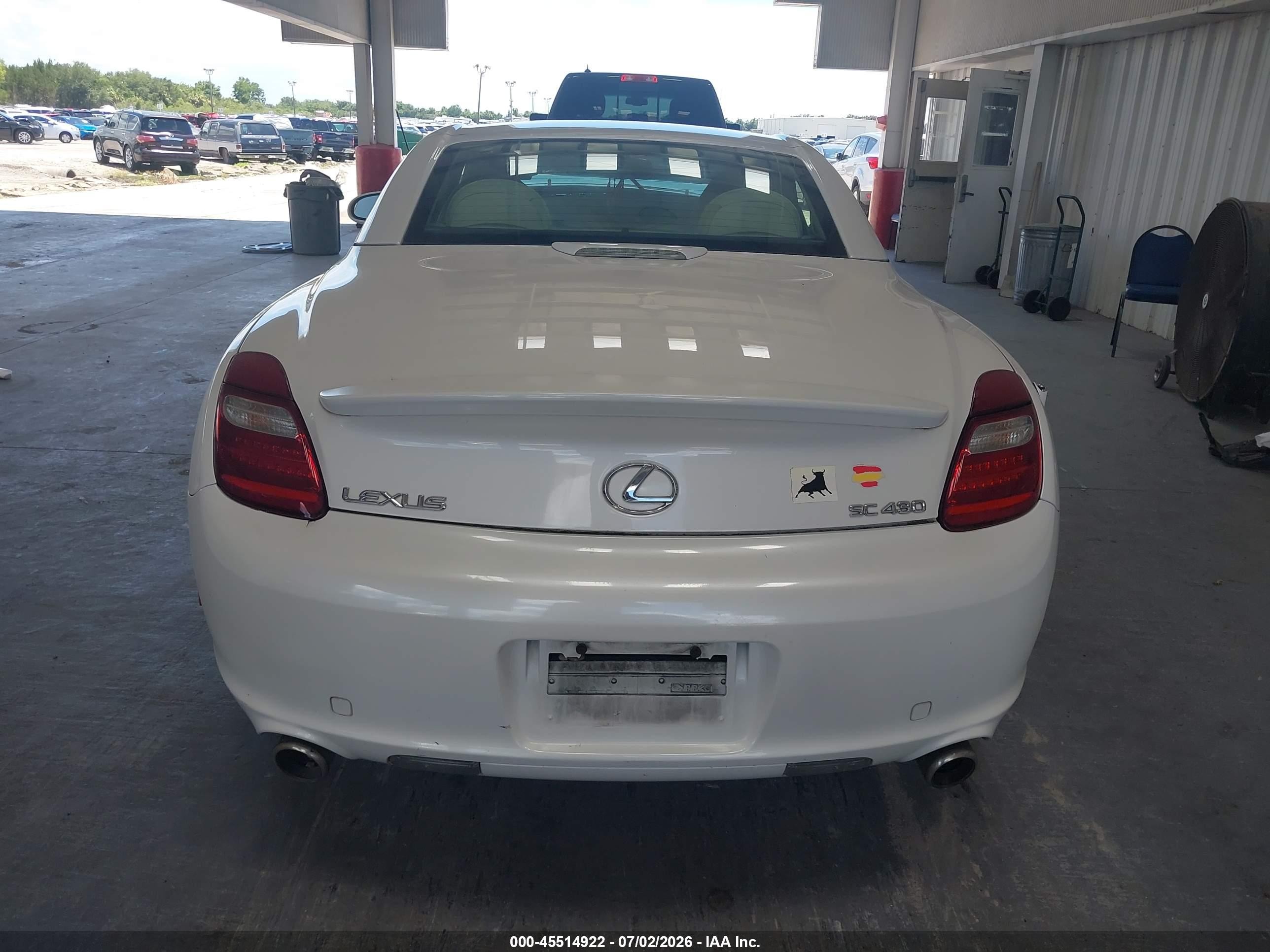 2008 Lexus Sc 430 White vin: JTHFN45Y889019595