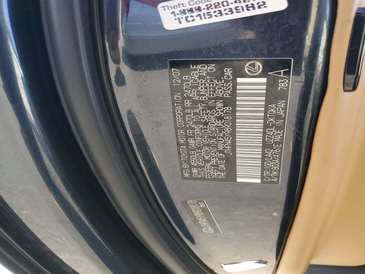 2008 Lexus Sc 430 Charcoal vin: JTHFN45Y989018178