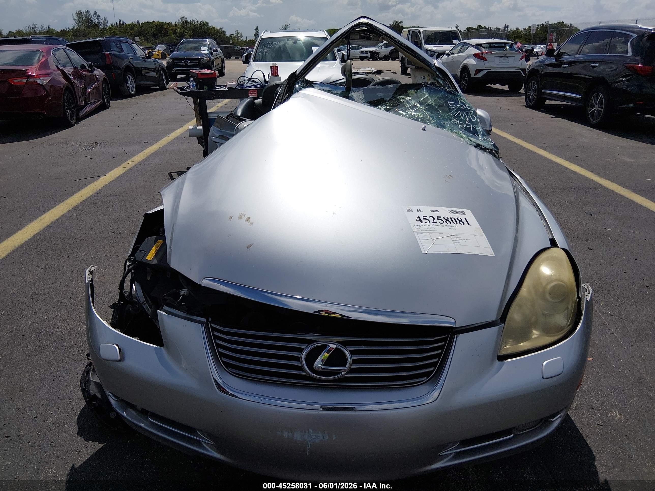 2008 Lexus Sc 430   Silver vin: JTHFN45YX89019274