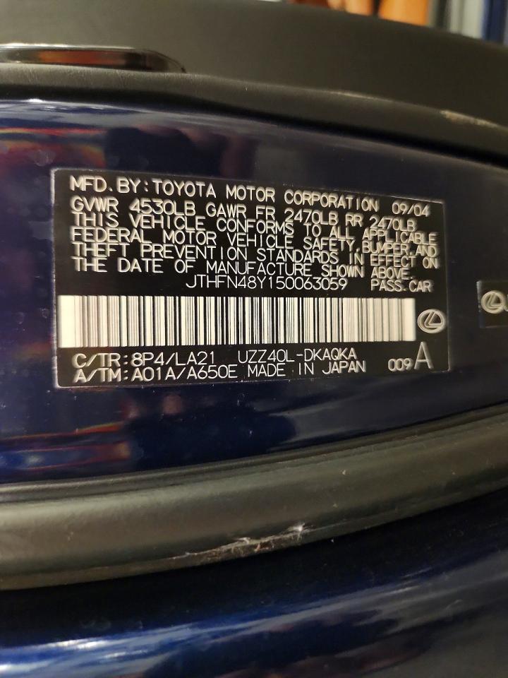 2005 Lexus Sc 430 Blue vin: JTHFN48Y150063059