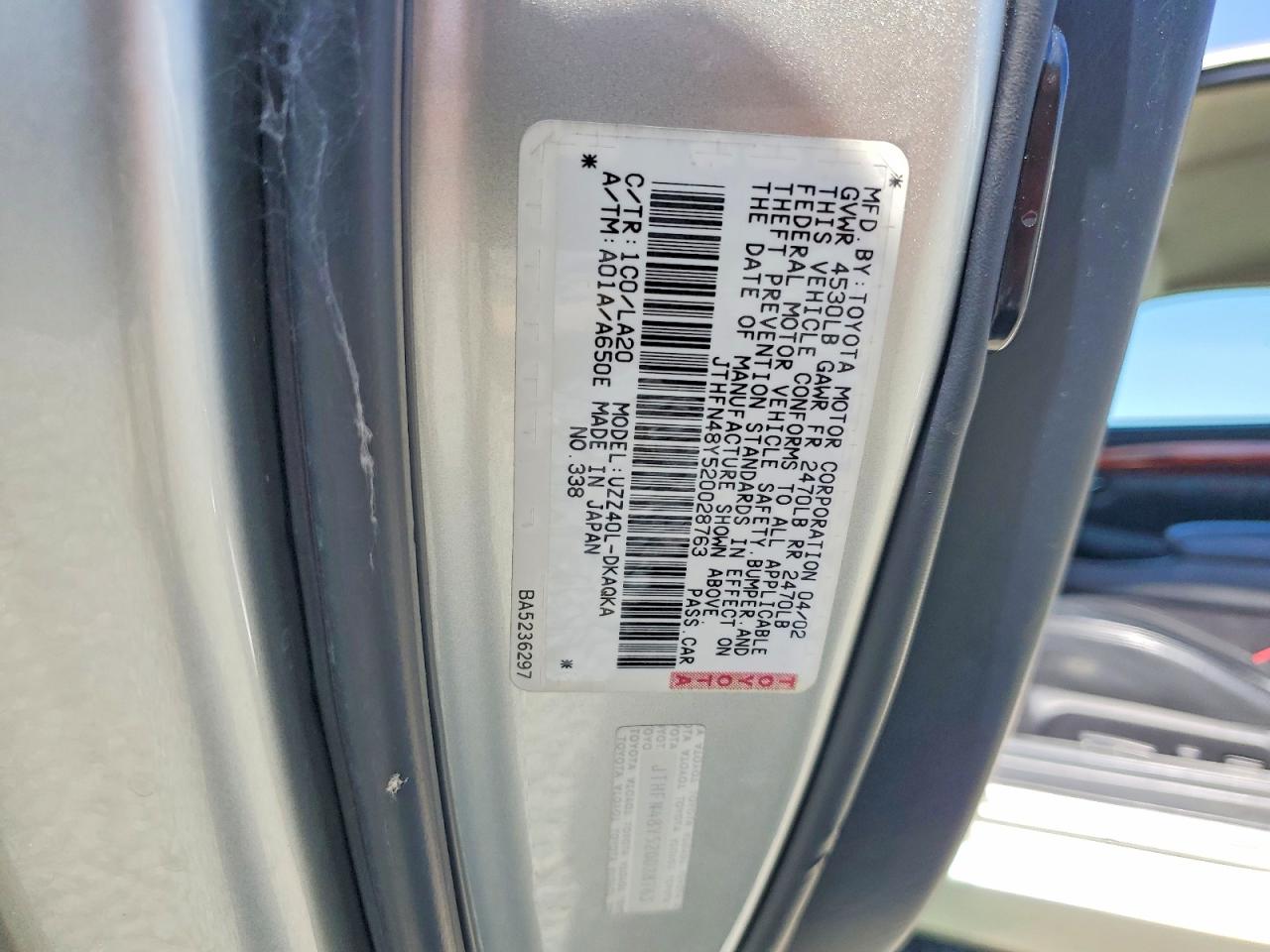 2002 Lexus Sc 430 Silver vin: JTHFN48Y520028763
