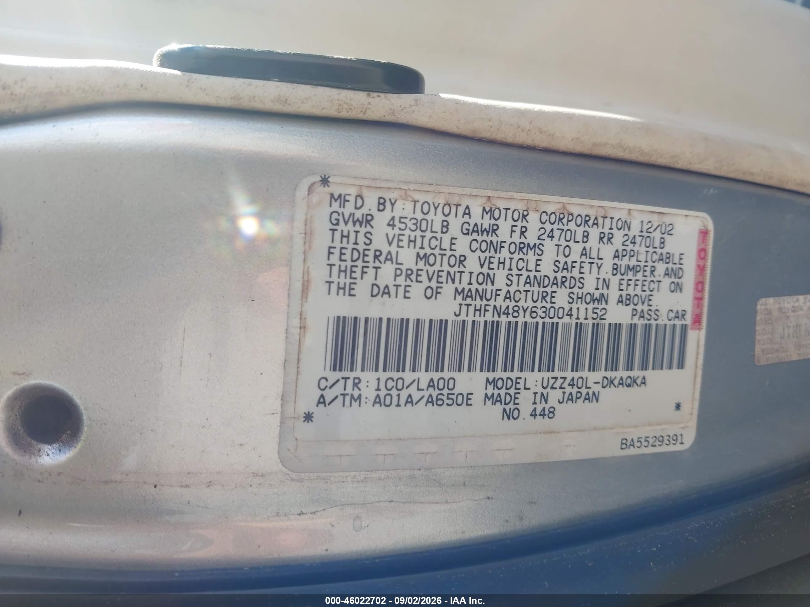 2003 Lexus Sc 430   Silver vin: JTHFN48Y630041152