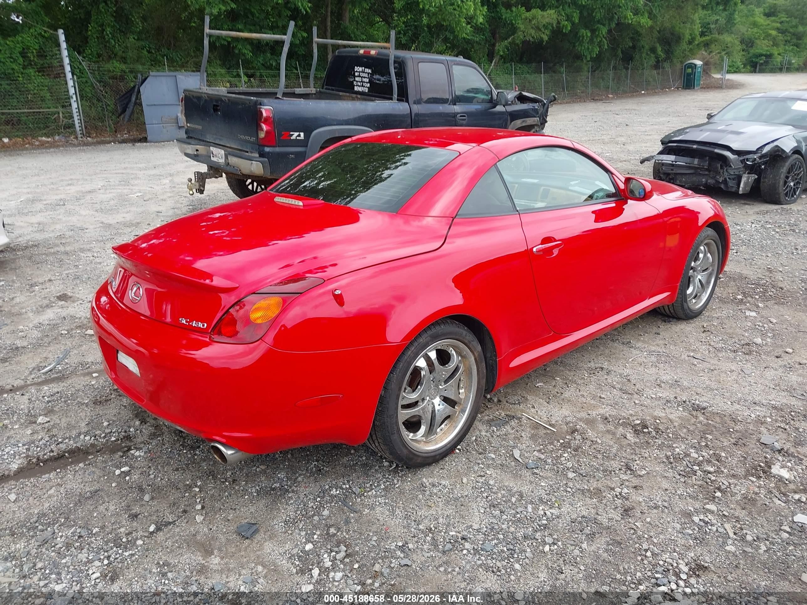 2003 Lexus Sc 430   Red vin: JTHFN48Y630041507
