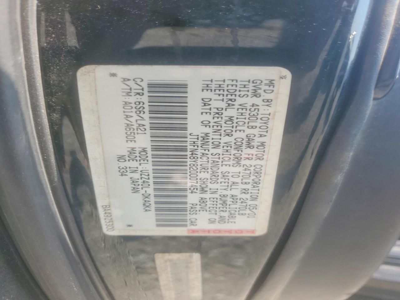 2002 Lexus Sc 430 Black vin: JTHFN48Y820007454