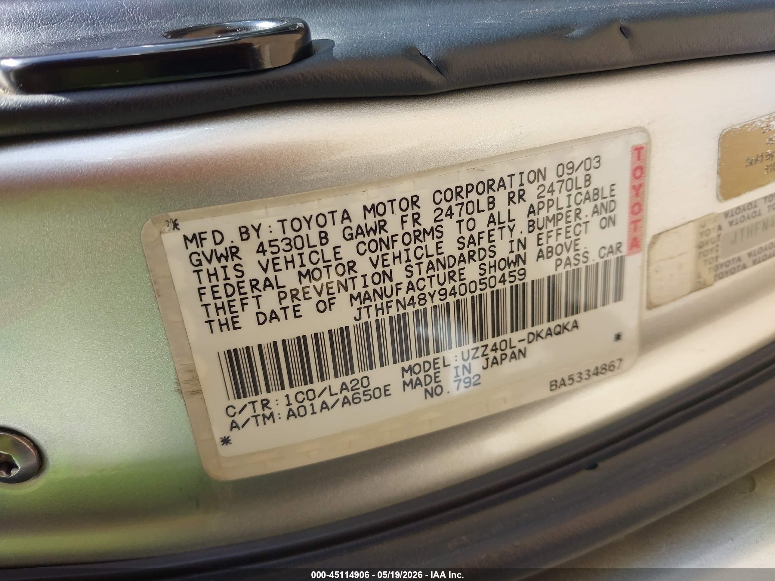 2004 Lexus Sc 430 Silver vin: JTHFN48Y940050459