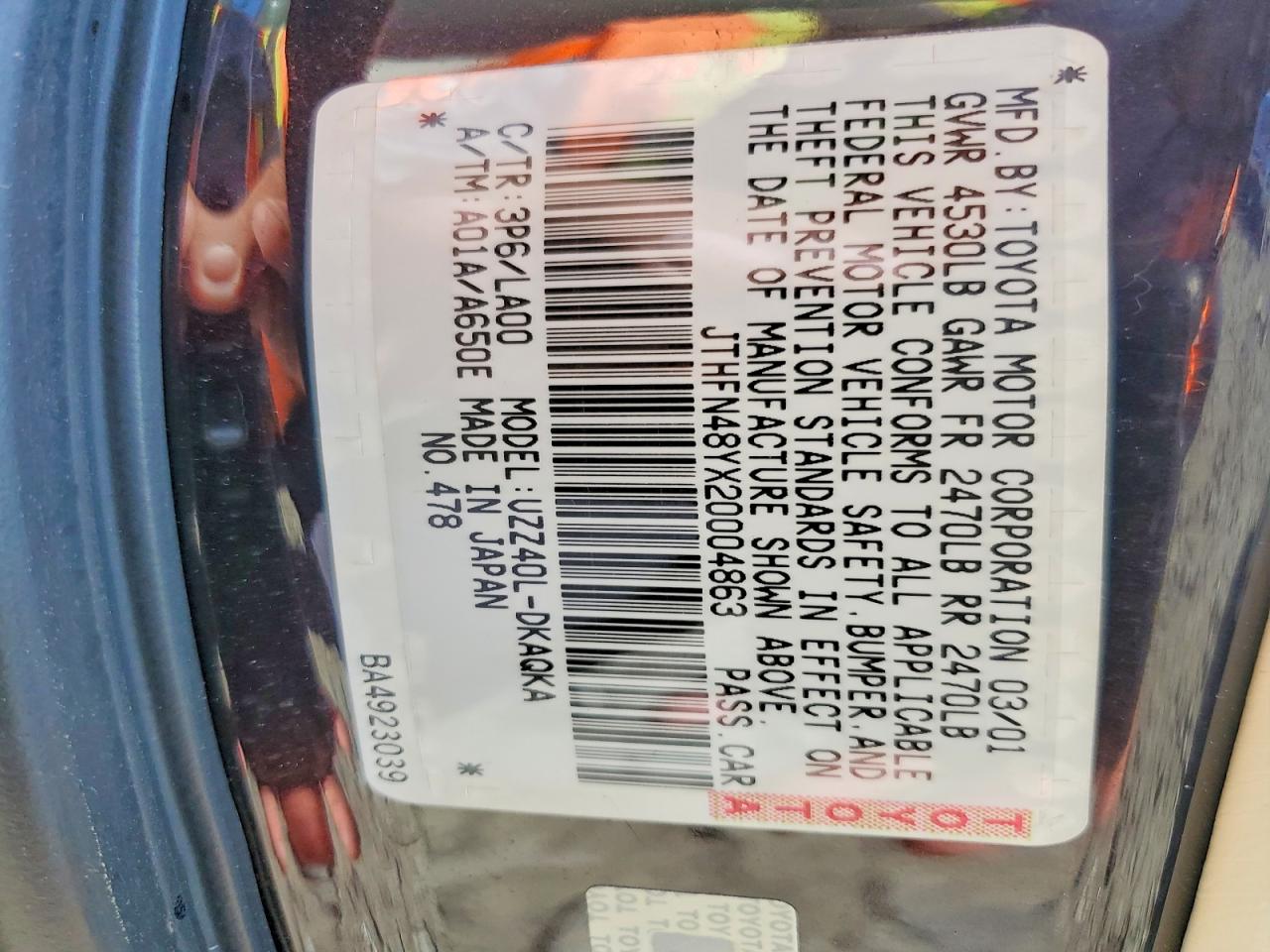 2002 Lexus Sc 430 Purple vin: JTHFN48YX20004863