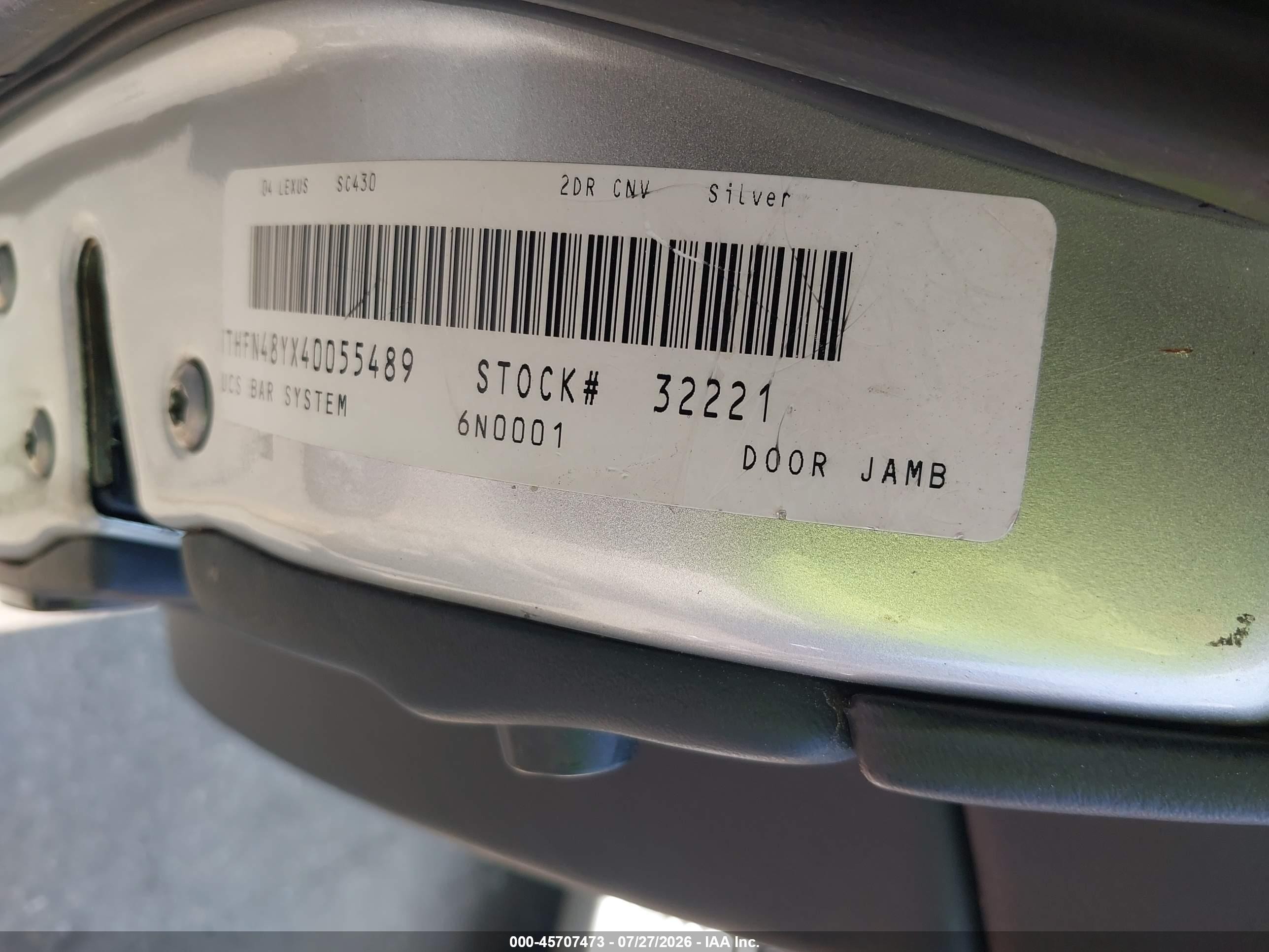 2004 Lexus Sc 430   Silver vin: JTHFN48YX40055489