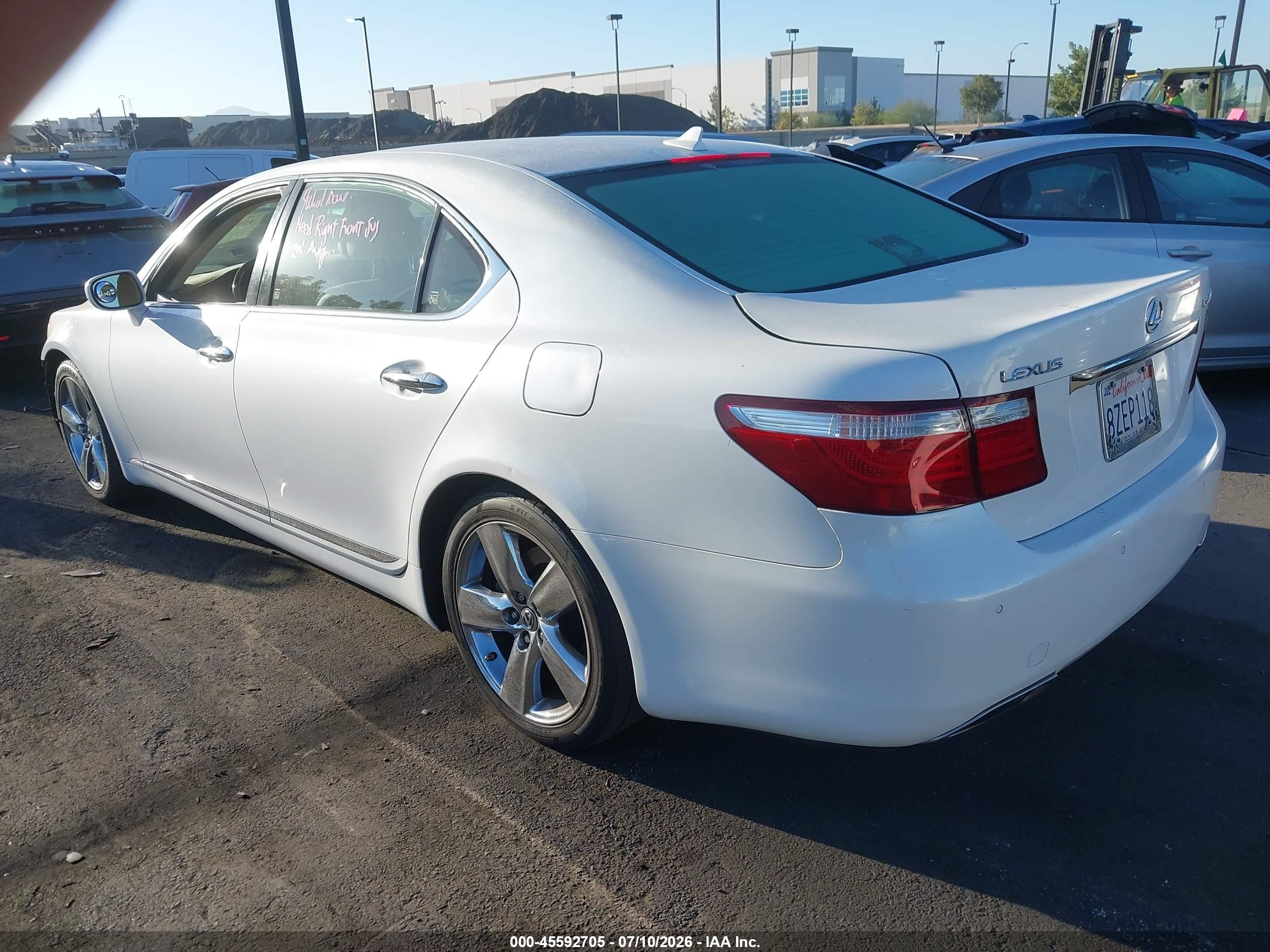 2007 Lexus Ls 460 L White vin: JTHGL46F475010888