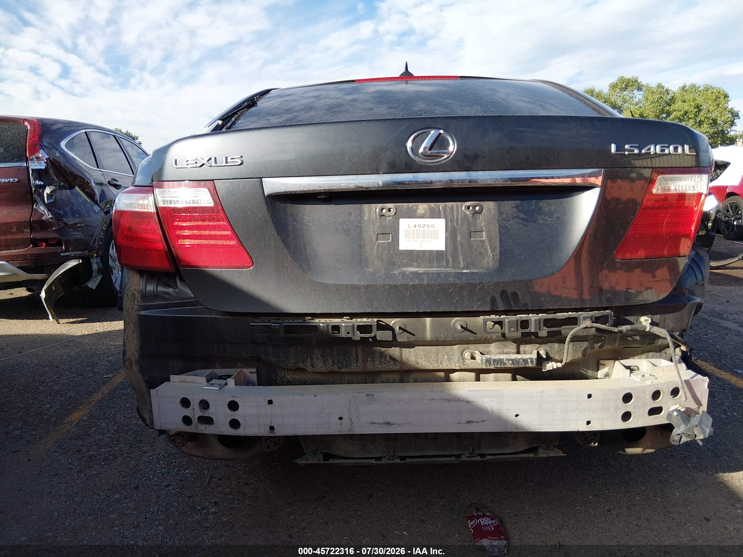 2007 Lexus Ls 460 L Black vin: JTHGL46F775004244