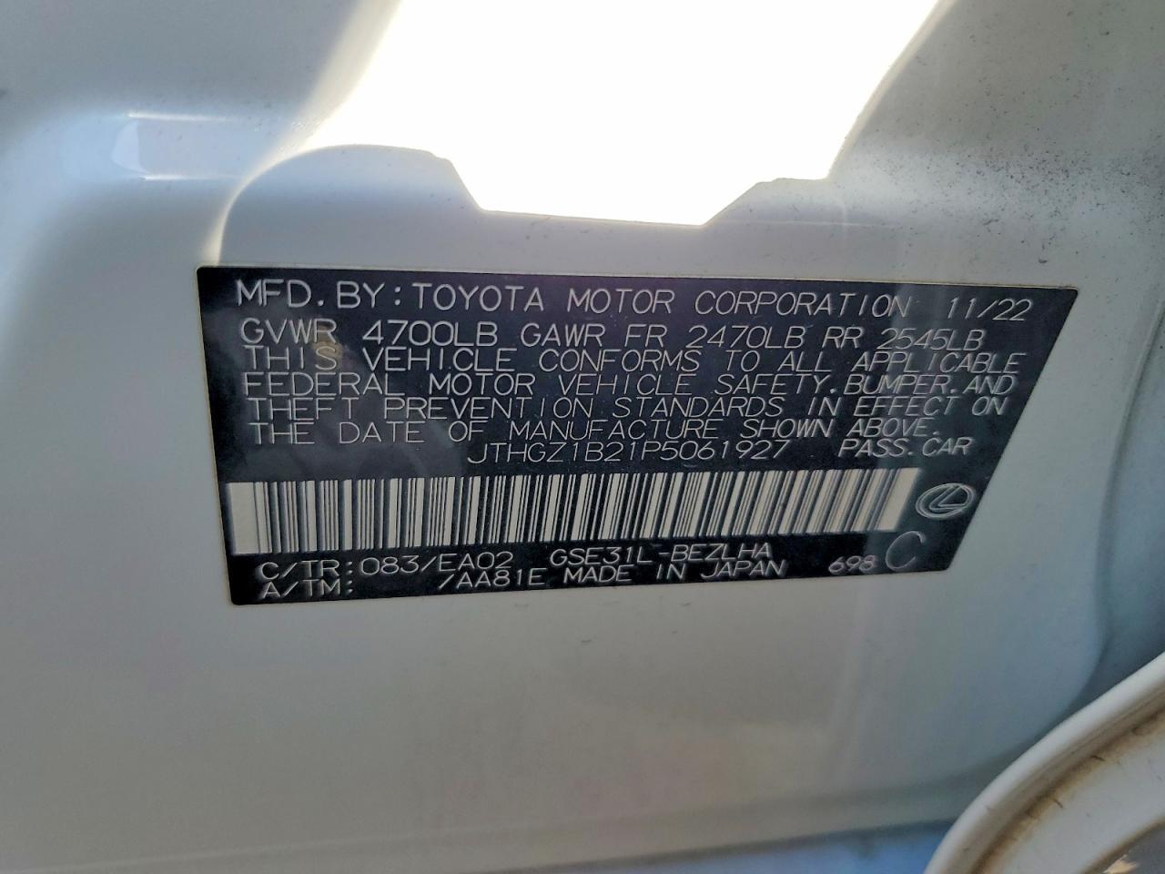 2023 Lexus Is 350 F Sport White vin: JTHGZ1B21P5061927