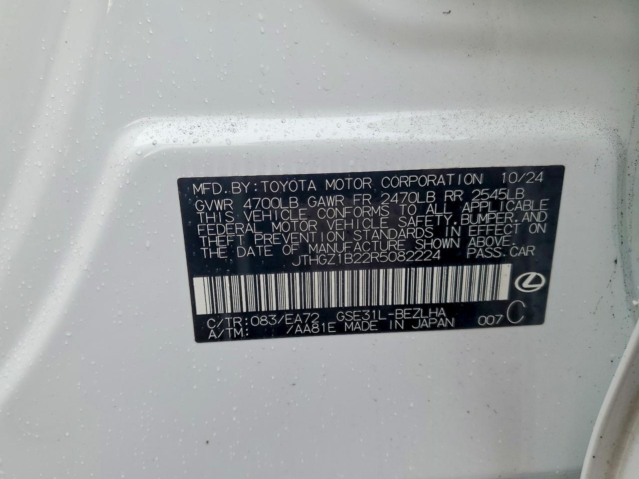 2024 Lexus Is 350 F Sport White vin: JTHGZ1B22R5082224