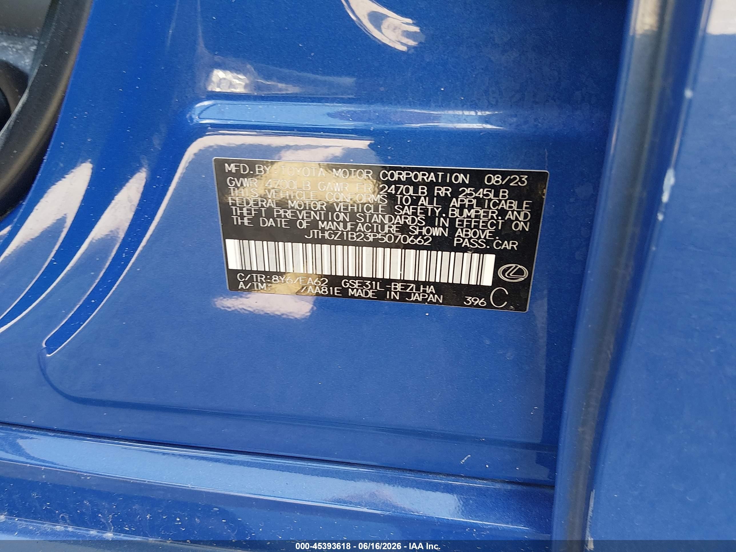2023 Lexus Is 350 F Sport Blue vin: JTHGZ1B23P5070662