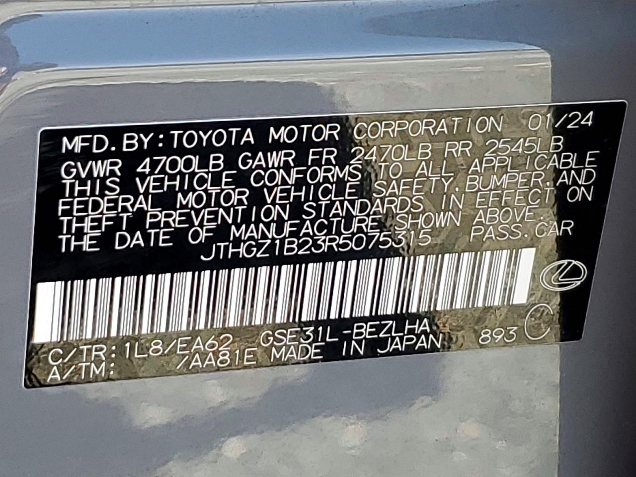 2024 Lexus Is 350 F Sport Gray vin: JTHGZ1B23R5075315
