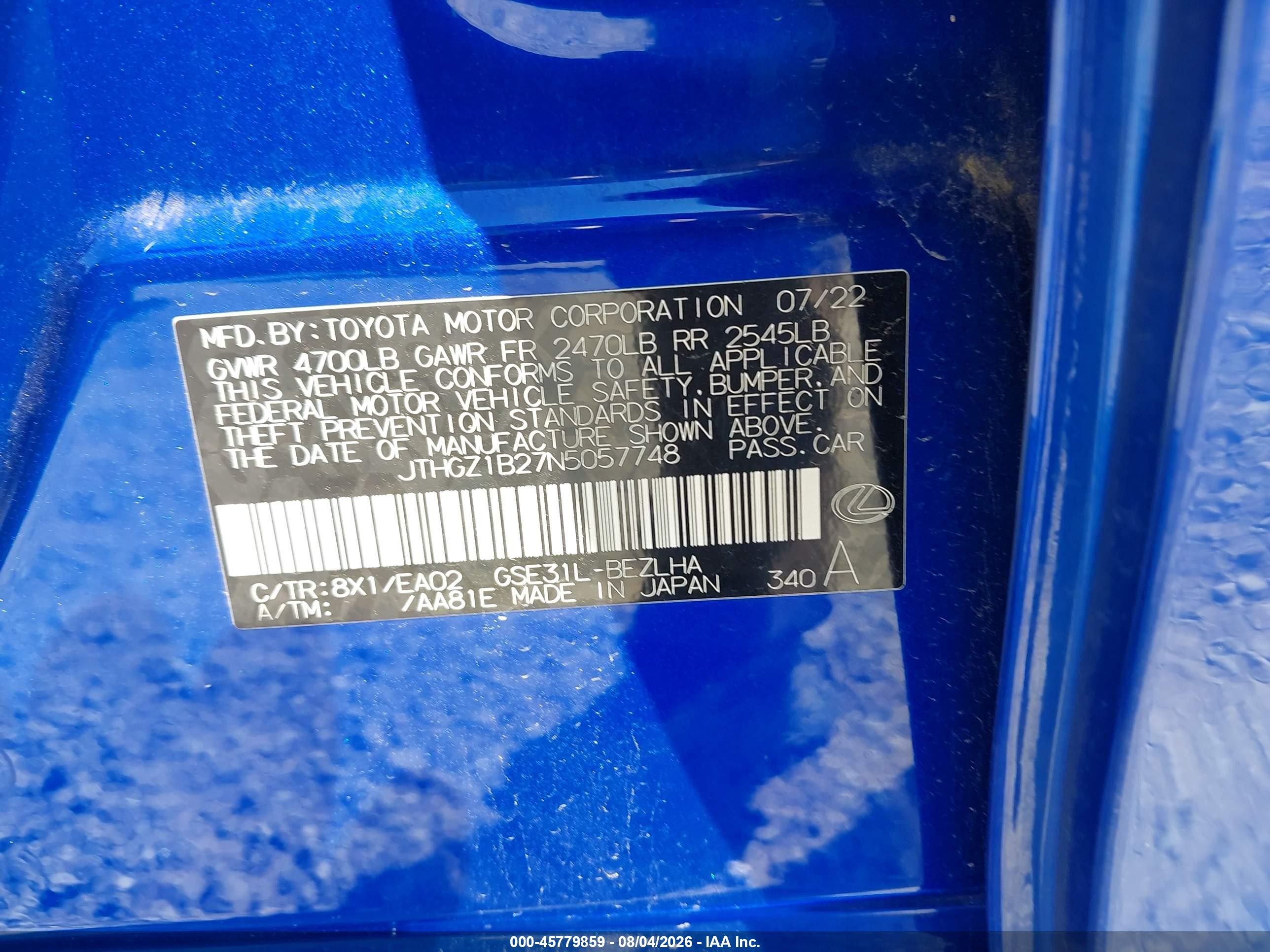2022 Lexus Is 350 F Sport Синий vin: JTHGZ1B27N5057748
