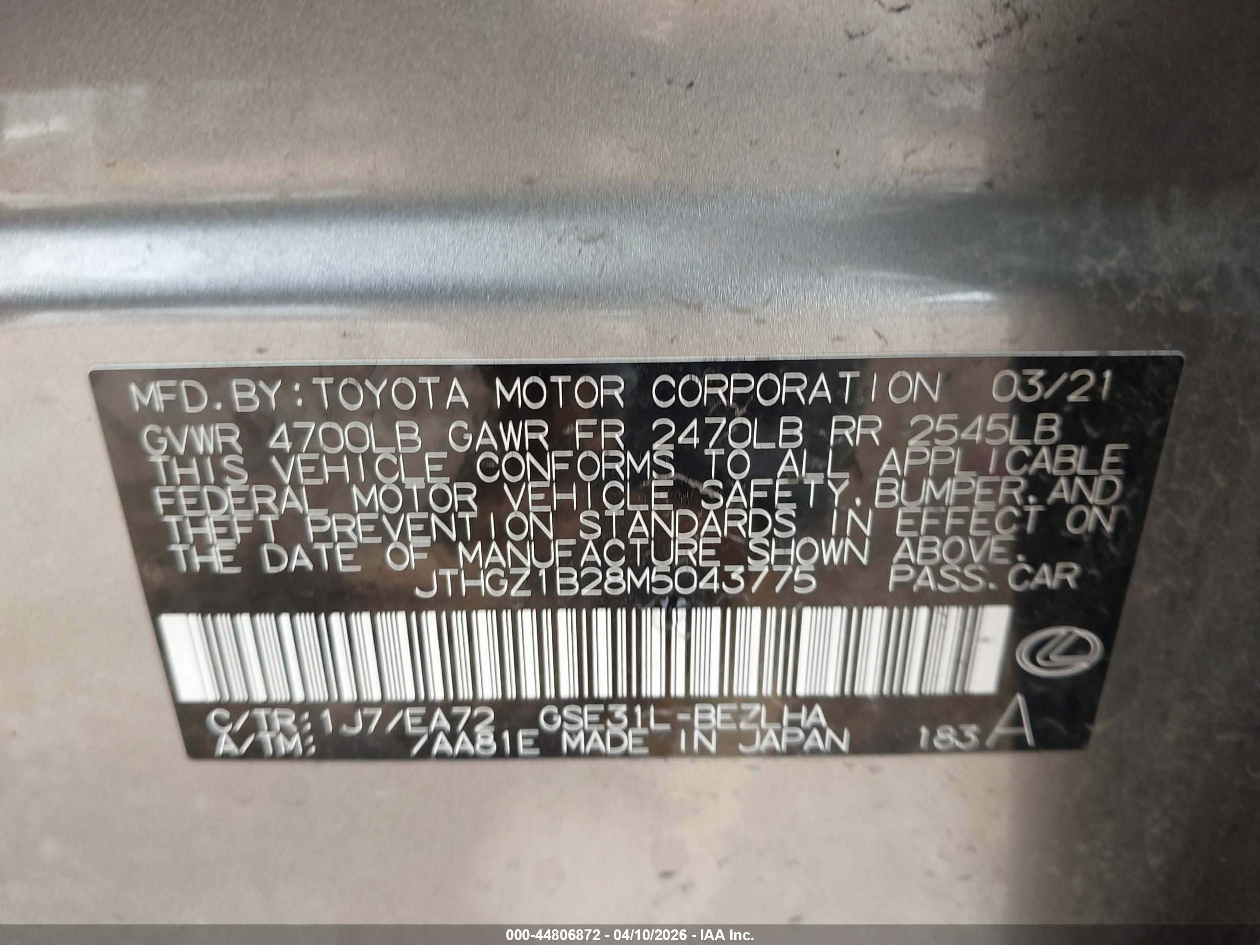 2021 Lexus Is 350 F Sport Silver vin: JTHGZ1B28M5043775