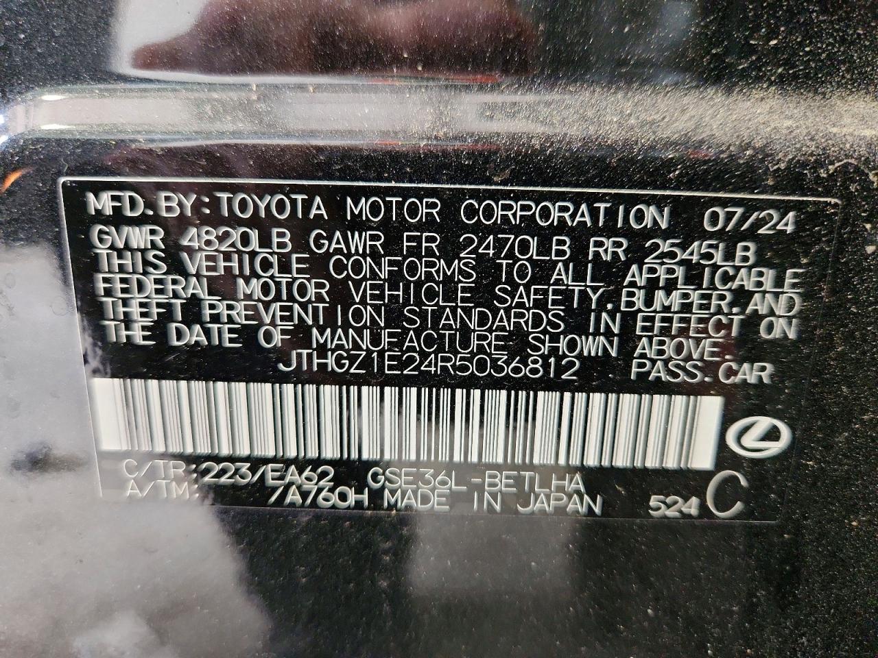 2024 Lexus Is 350 F Sport Black vin: JTHGZ1E24R5036812