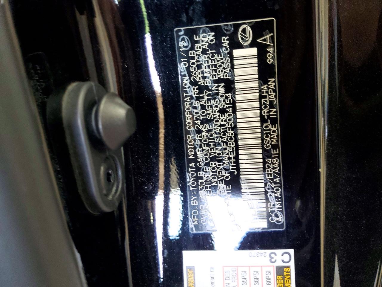 2015 Lexus Rc 350 Черный vin: JTHHE5BC8F5004154