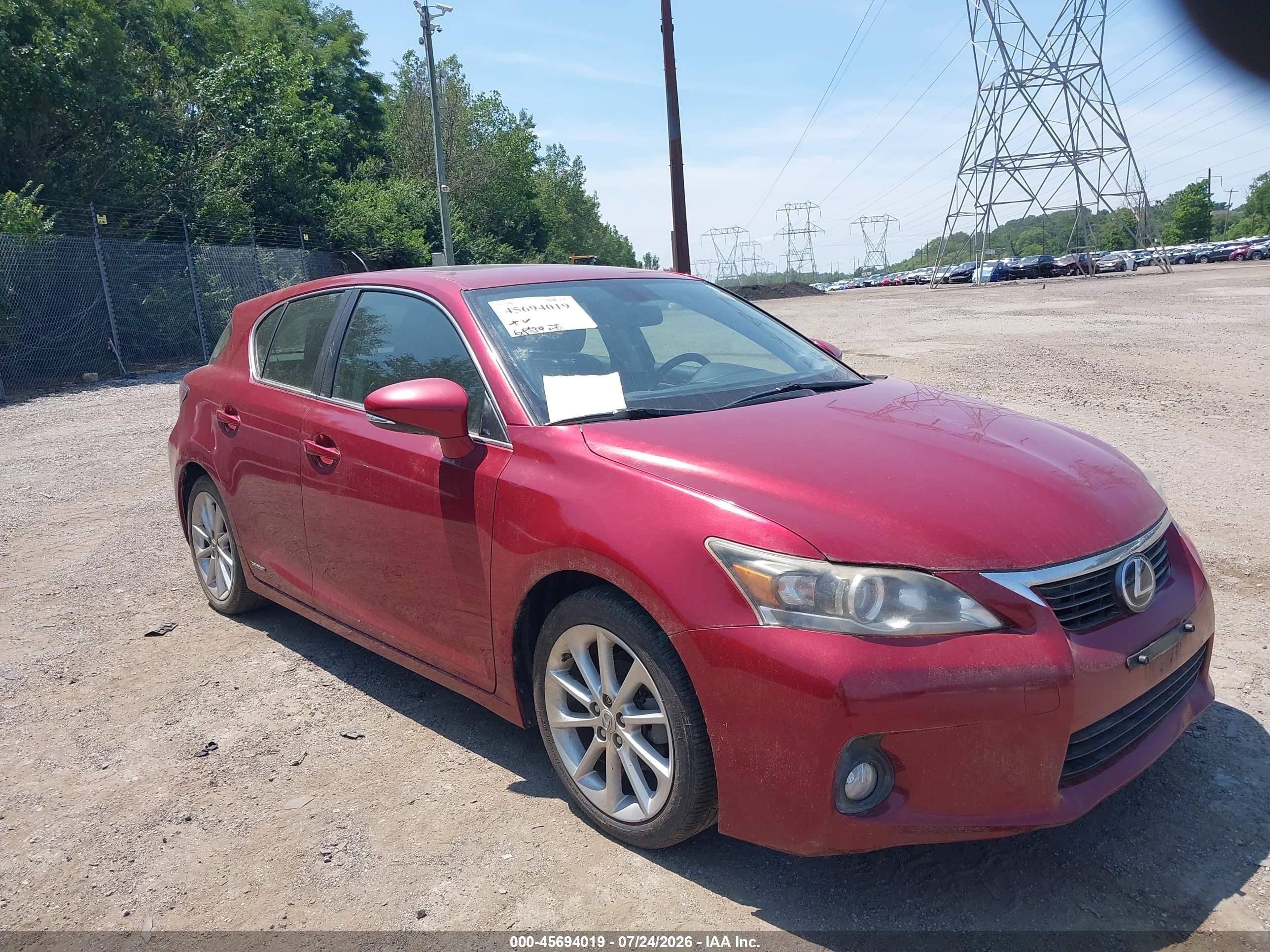 2012 Lexus Ct 200h Premium Бордовый vin: JTHKD5BH0C2120871