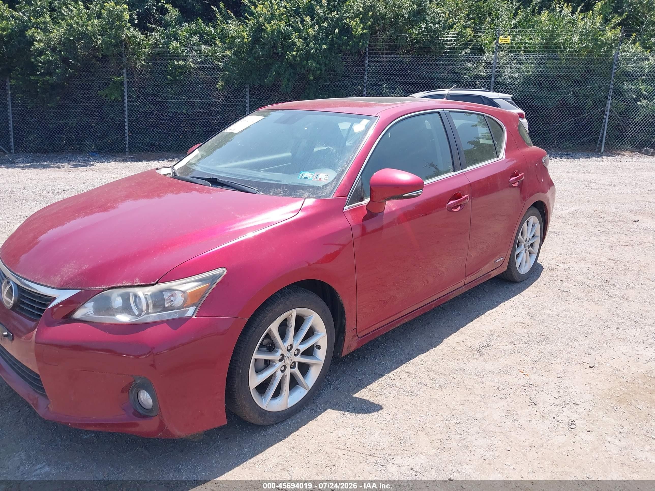 2012 Lexus Ct 200h Premium Бордовый vin: JTHKD5BH0C2120871
