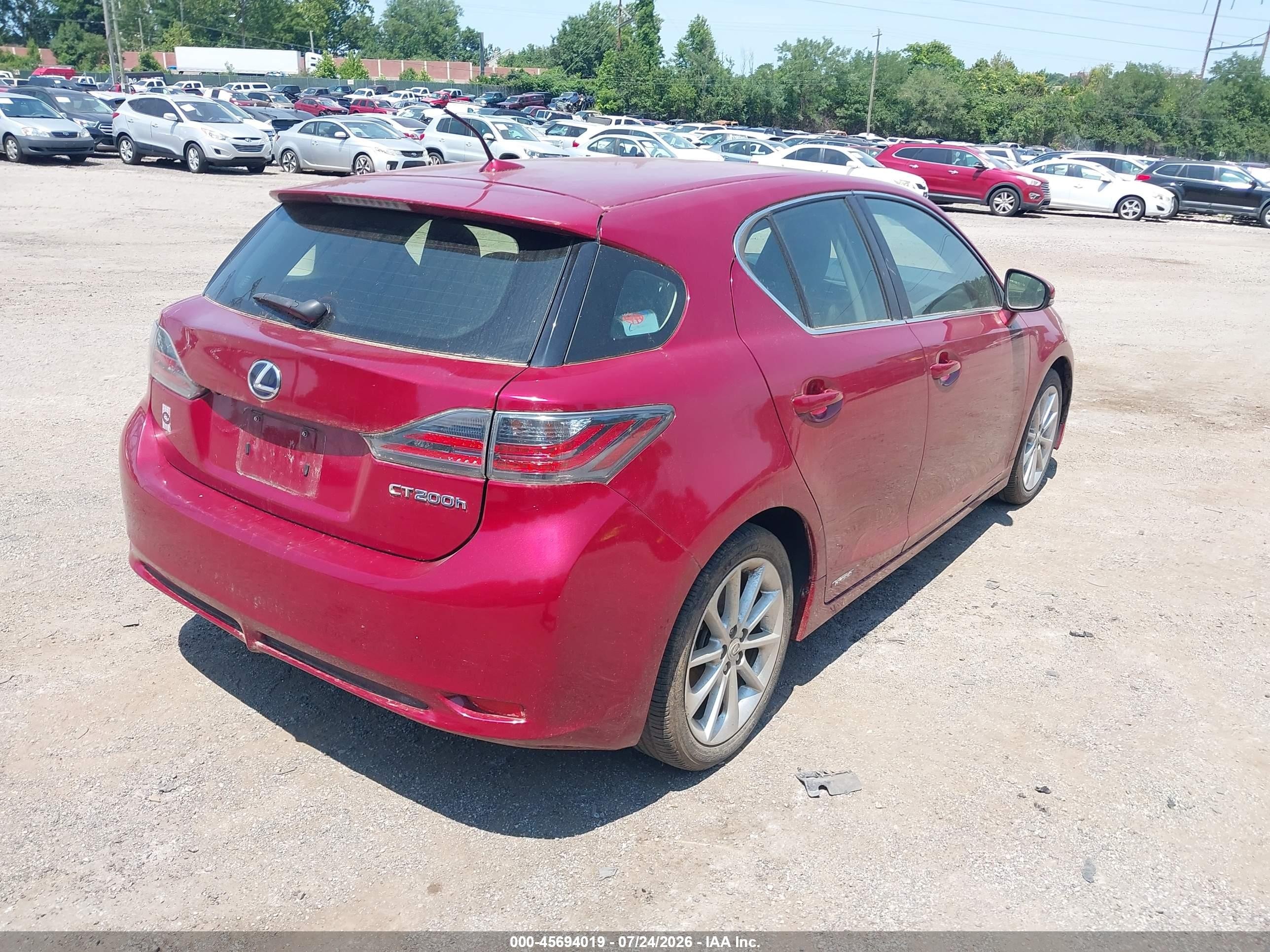 2012 Lexus Ct 200h Premium Бордовый vin: JTHKD5BH0C2120871
