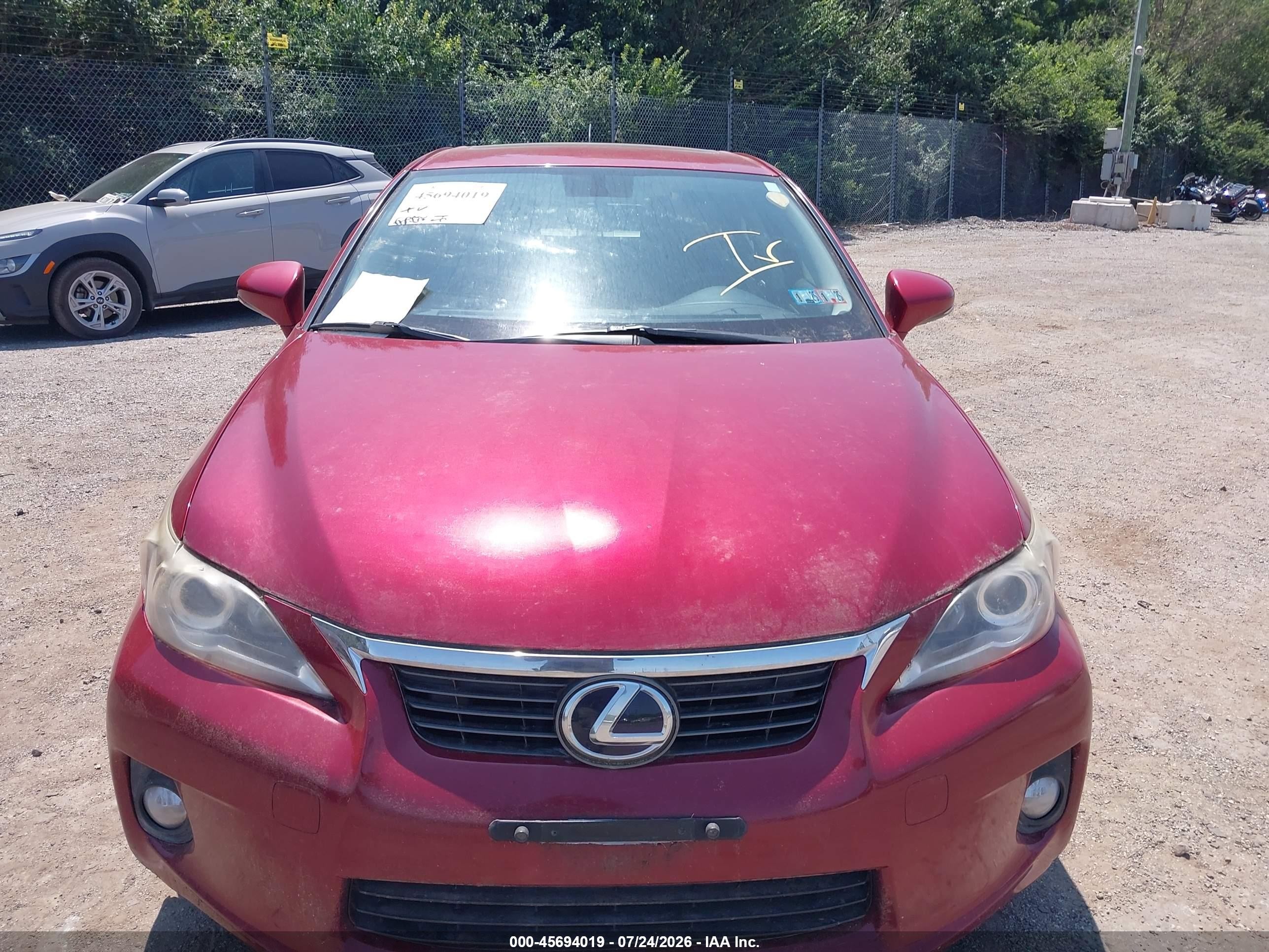 2012 Lexus Ct 200h Premium Бордовый vin: JTHKD5BH0C2120871