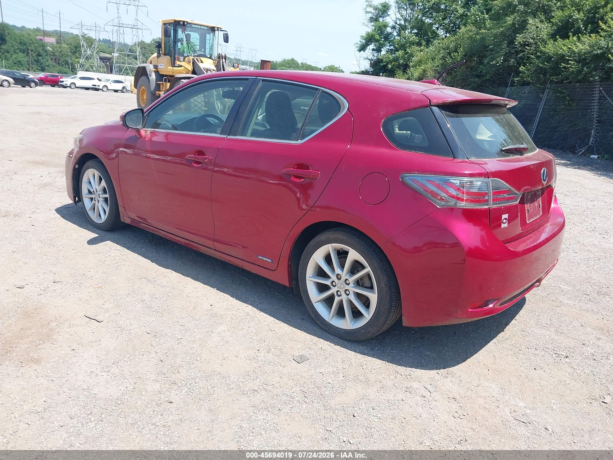 2012 Lexus Ct 200h Premium Бордовый vin: JTHKD5BH0C2120871