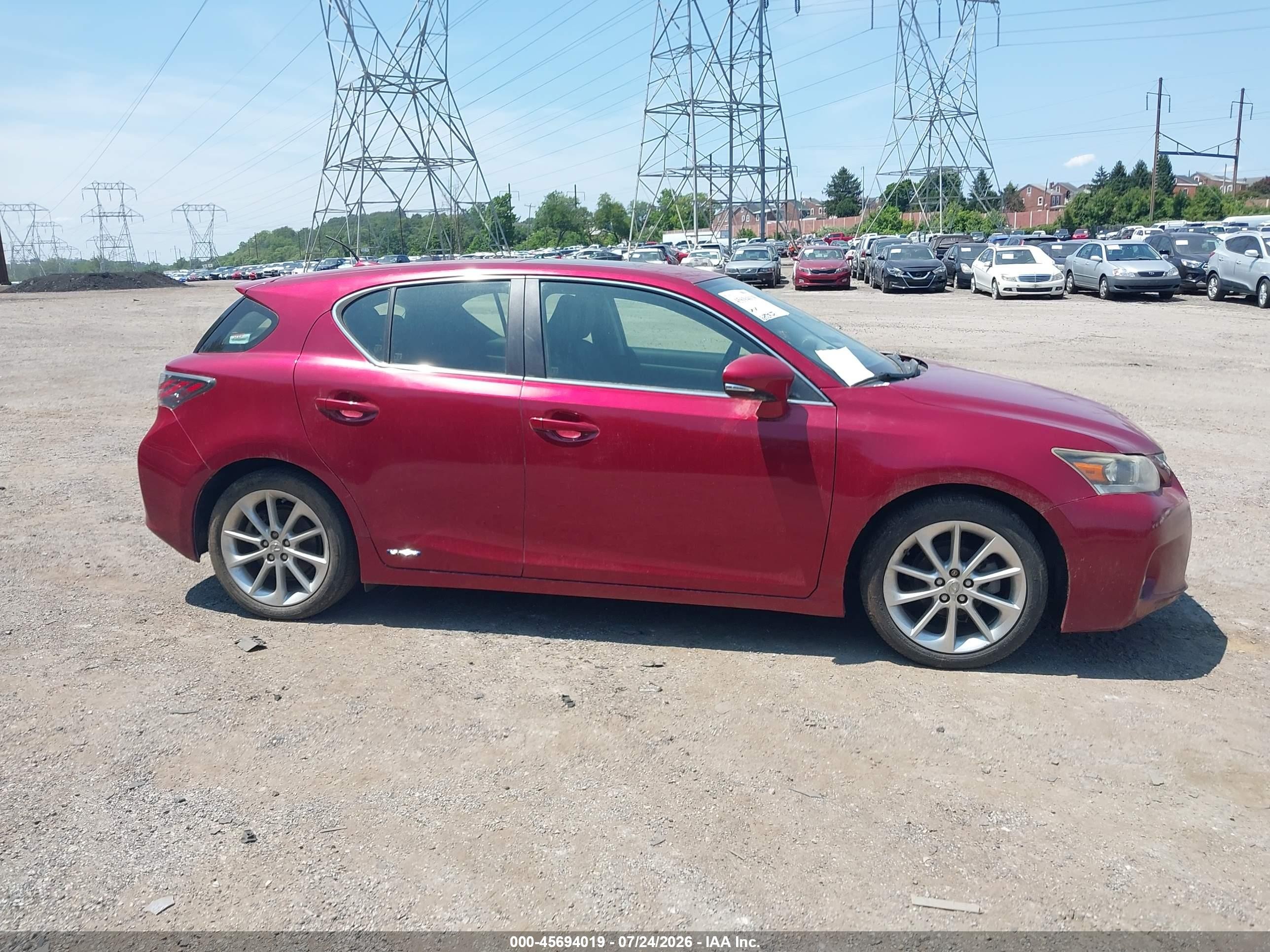2012 Lexus Ct 200h Premium Бордовый vin: JTHKD5BH0C2120871