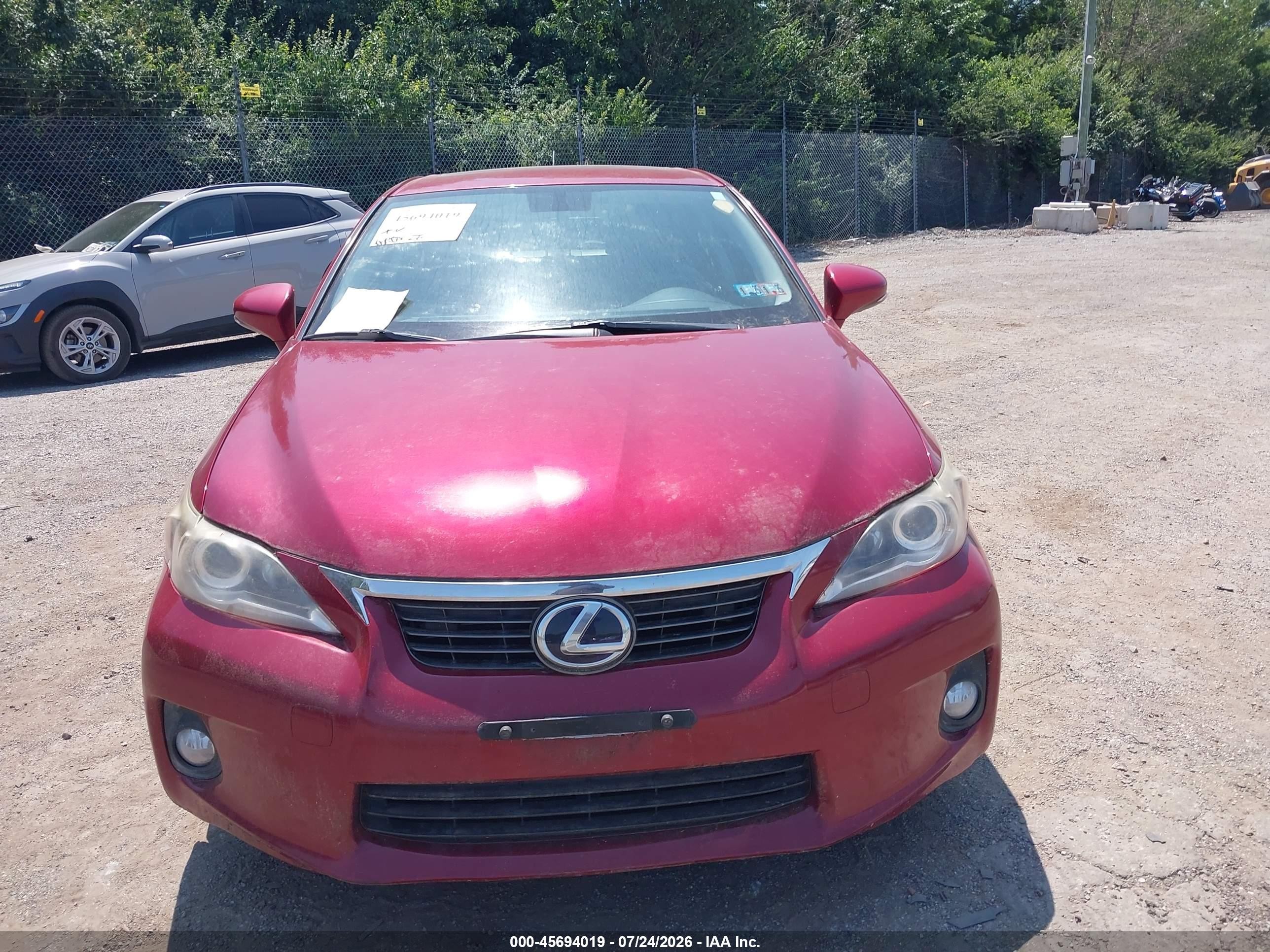 2012 Lexus Ct 200h Premium Бордовый vin: JTHKD5BH0C2120871