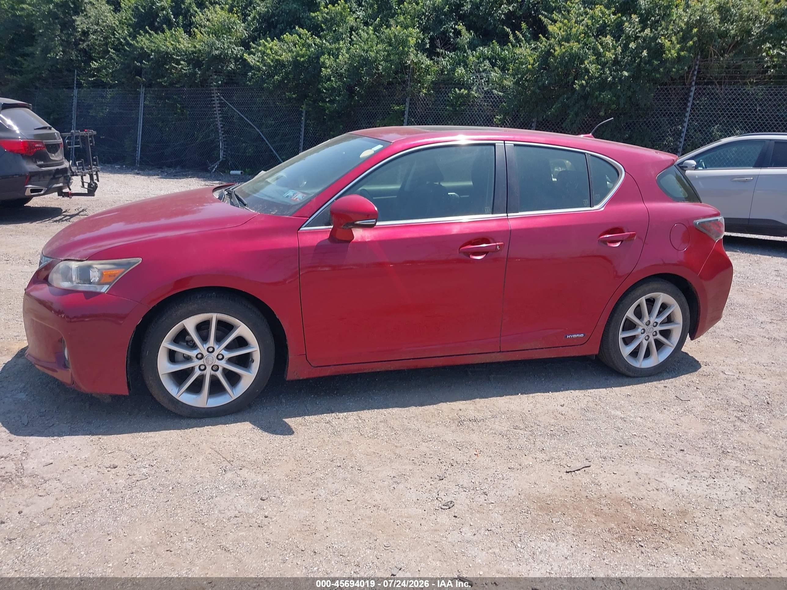 2012 Lexus Ct 200h Premium Бордовый vin: JTHKD5BH0C2120871