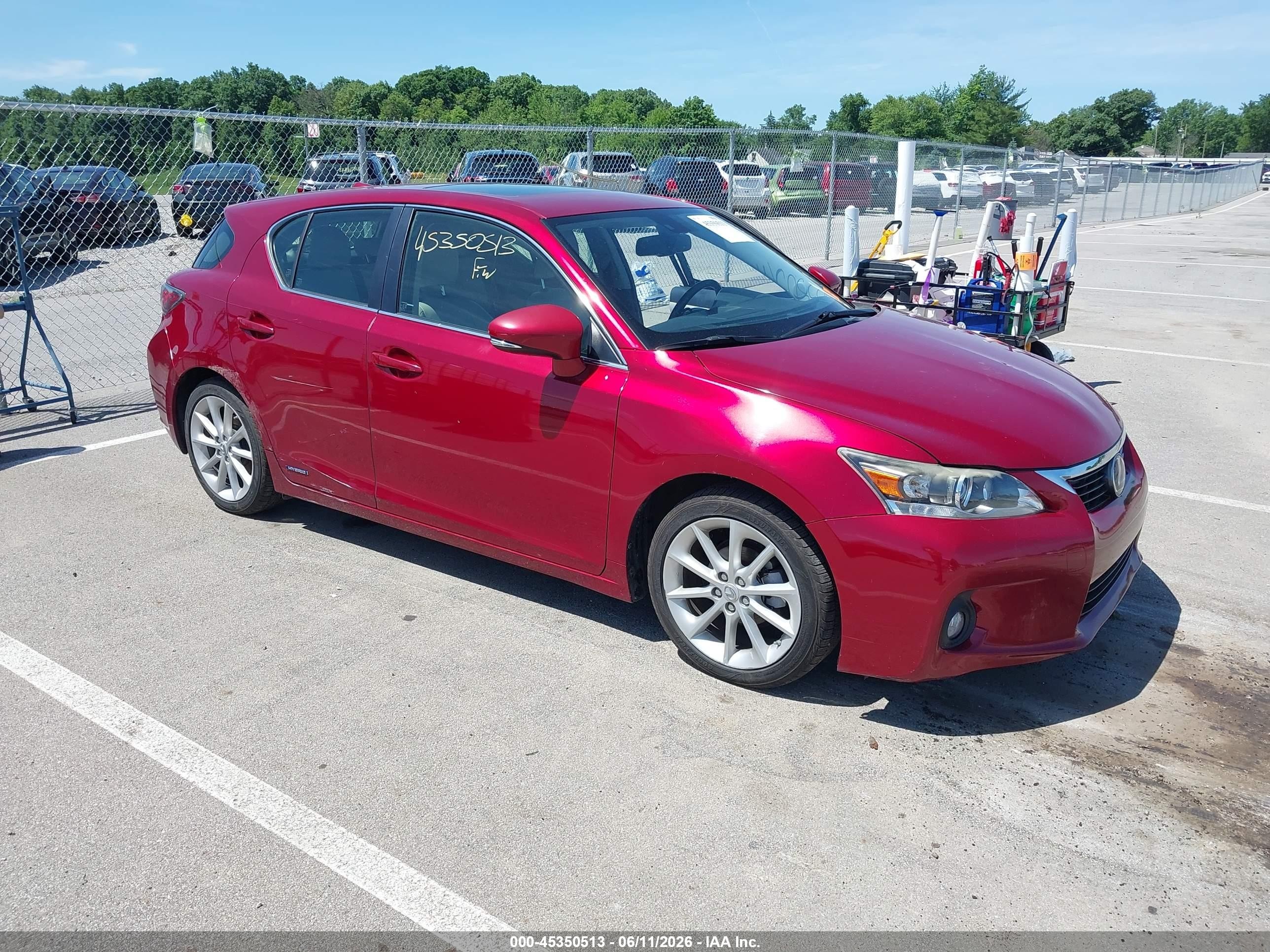 2012 Lexus Ct 200h Premium Red vin: JTHKD5BH1C2078663