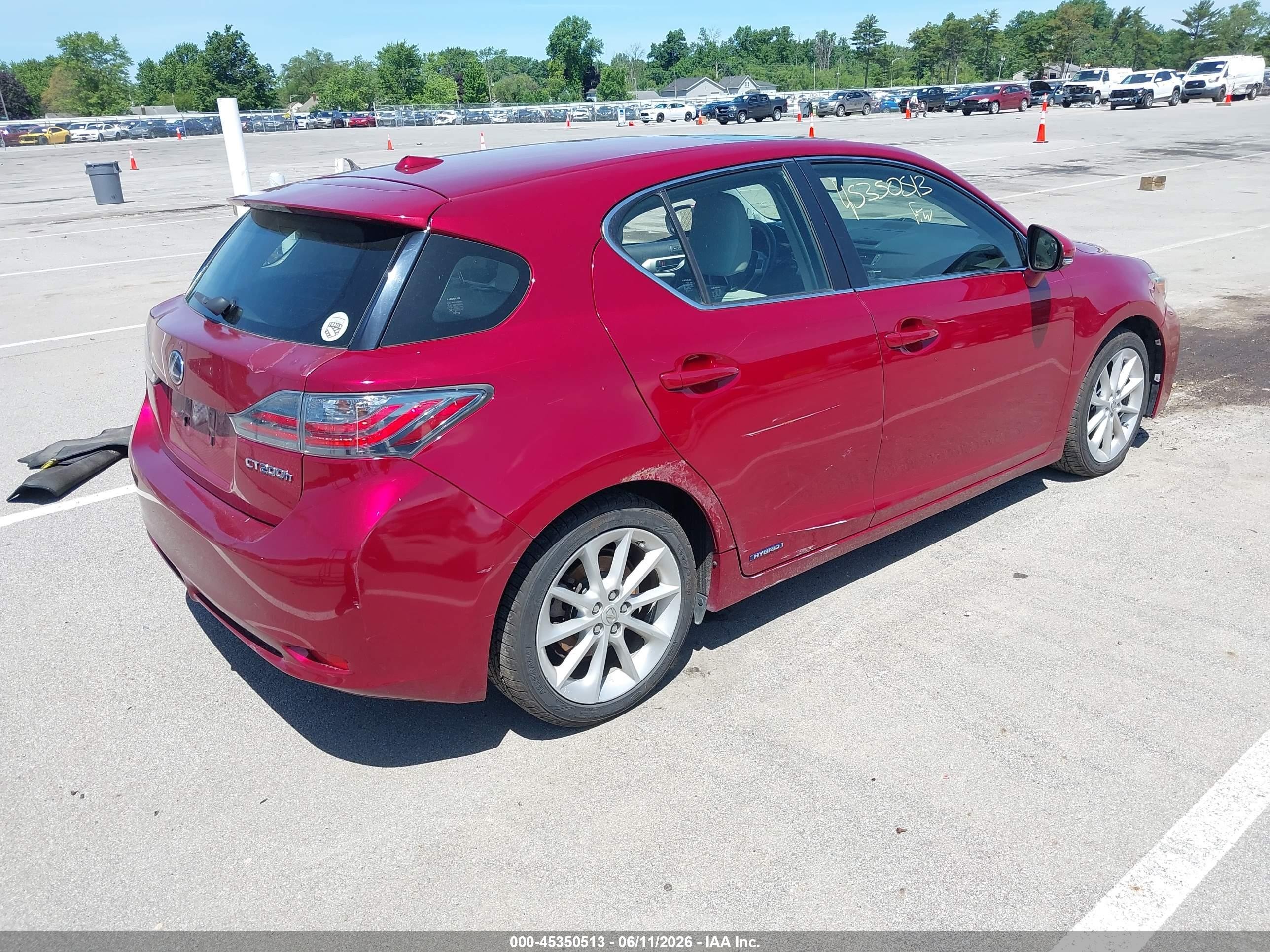 2012 Lexus Ct 200h Premium Red vin: JTHKD5BH1C2078663
