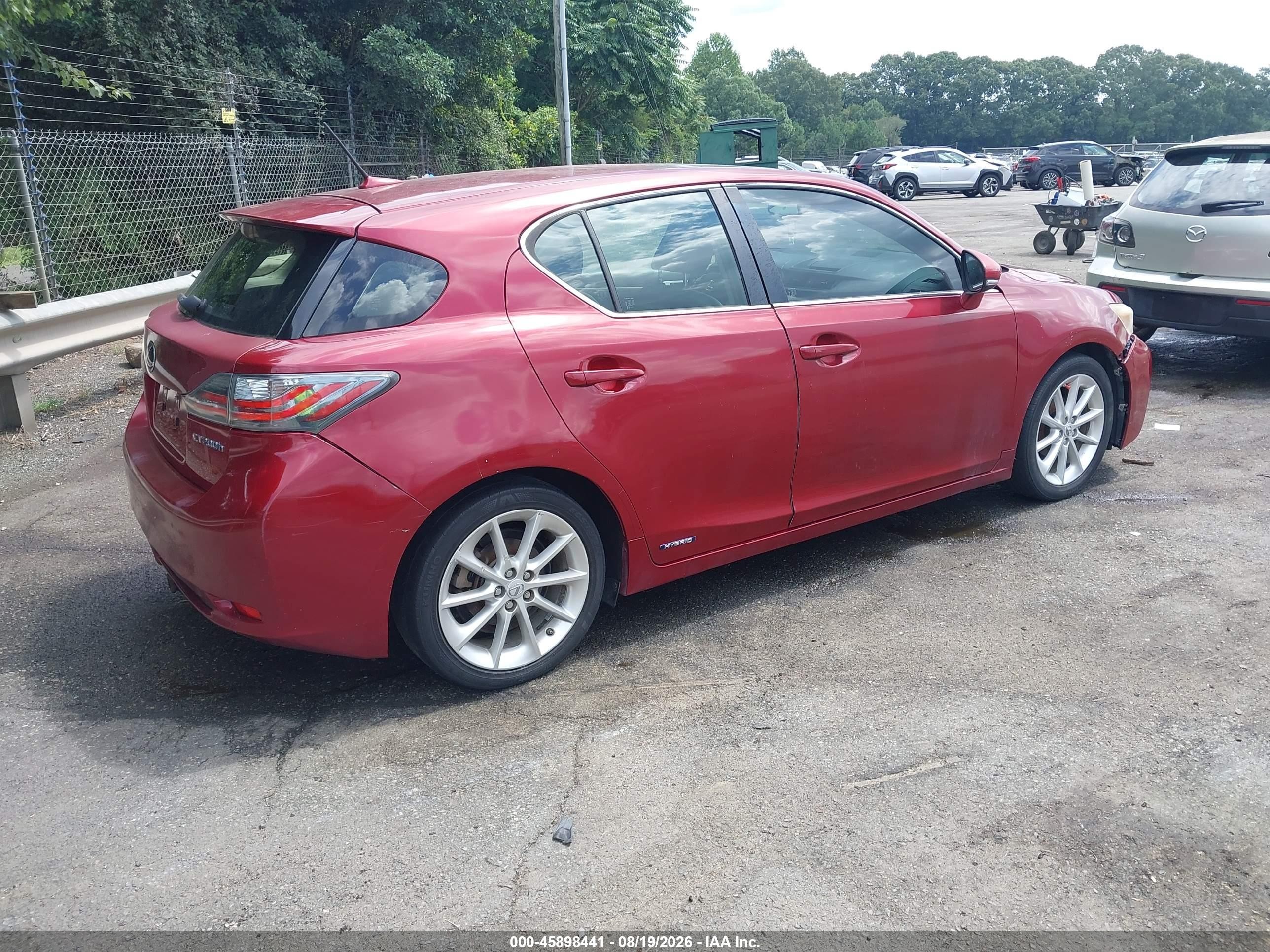 2012 Lexus Ct 200h Premium Red vin: JTHKD5BH2C2086514