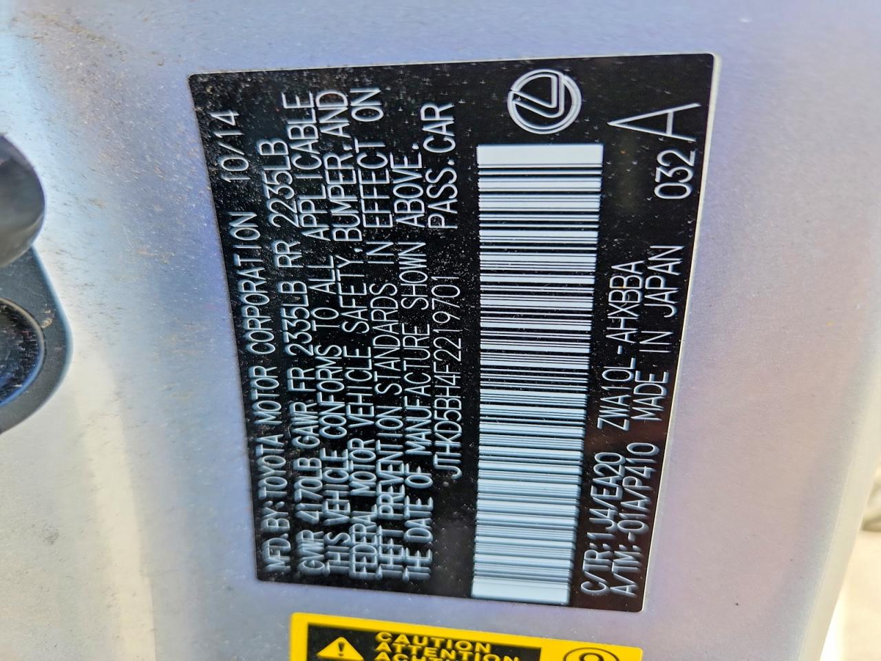 2015 Lexus Ct 200 Silver vin: JTHKD5BH4F2219701
