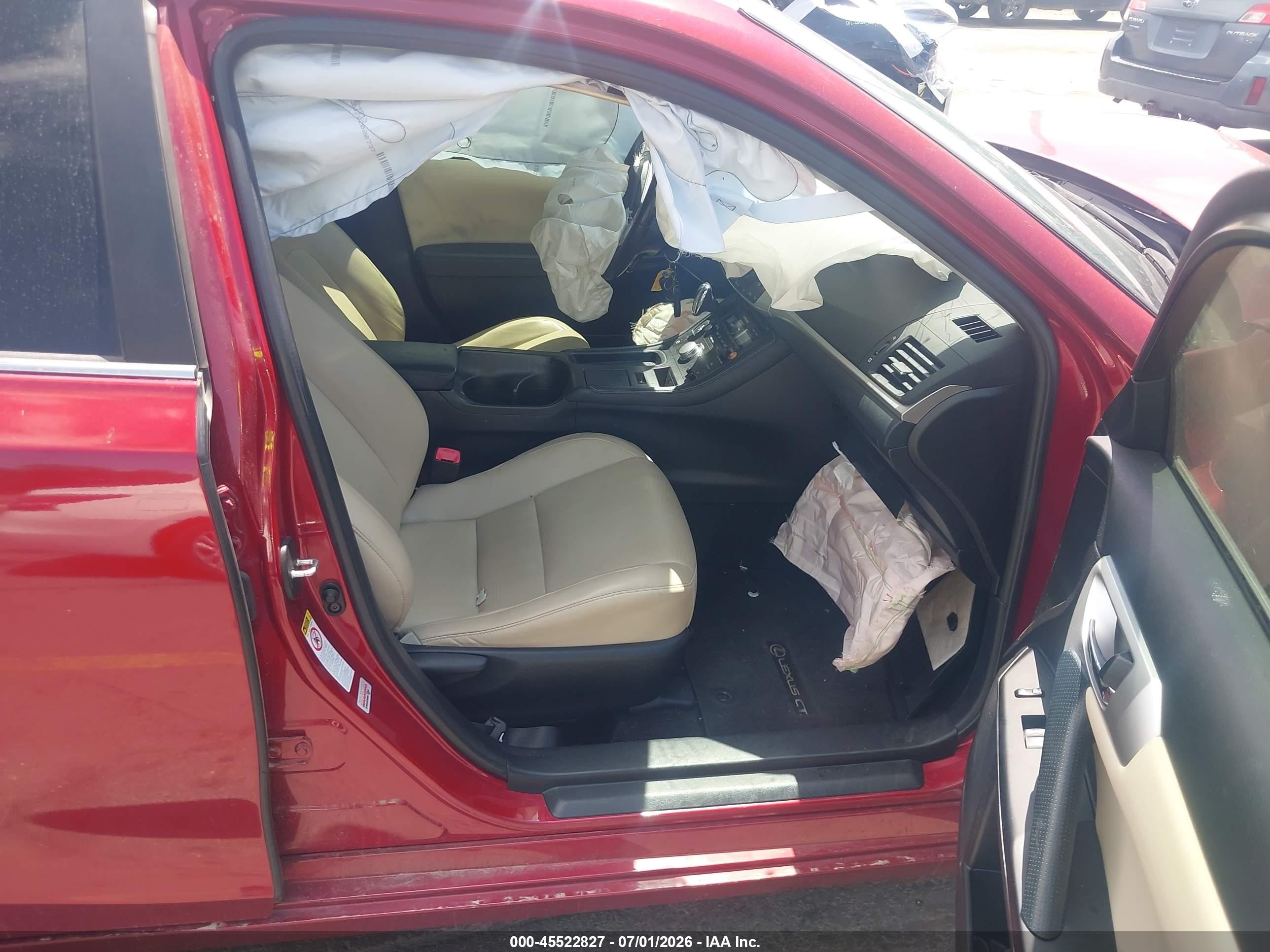 2012 Lexus Ct 200h Premium Red vin: JTHKD5BH5C2109476