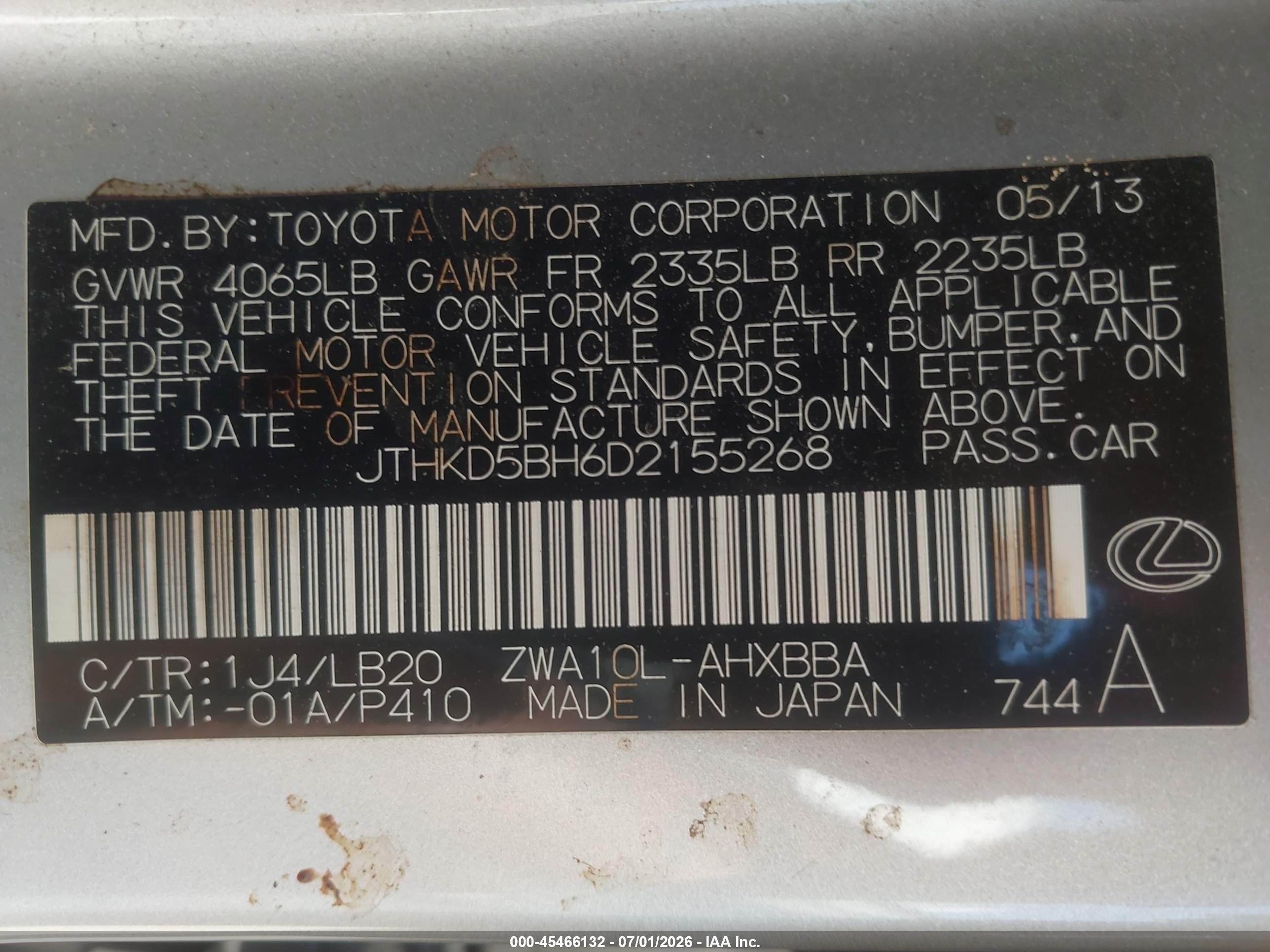 2013 Lexus Ct 200h   Silver vin: JTHKD5BH6D2155268