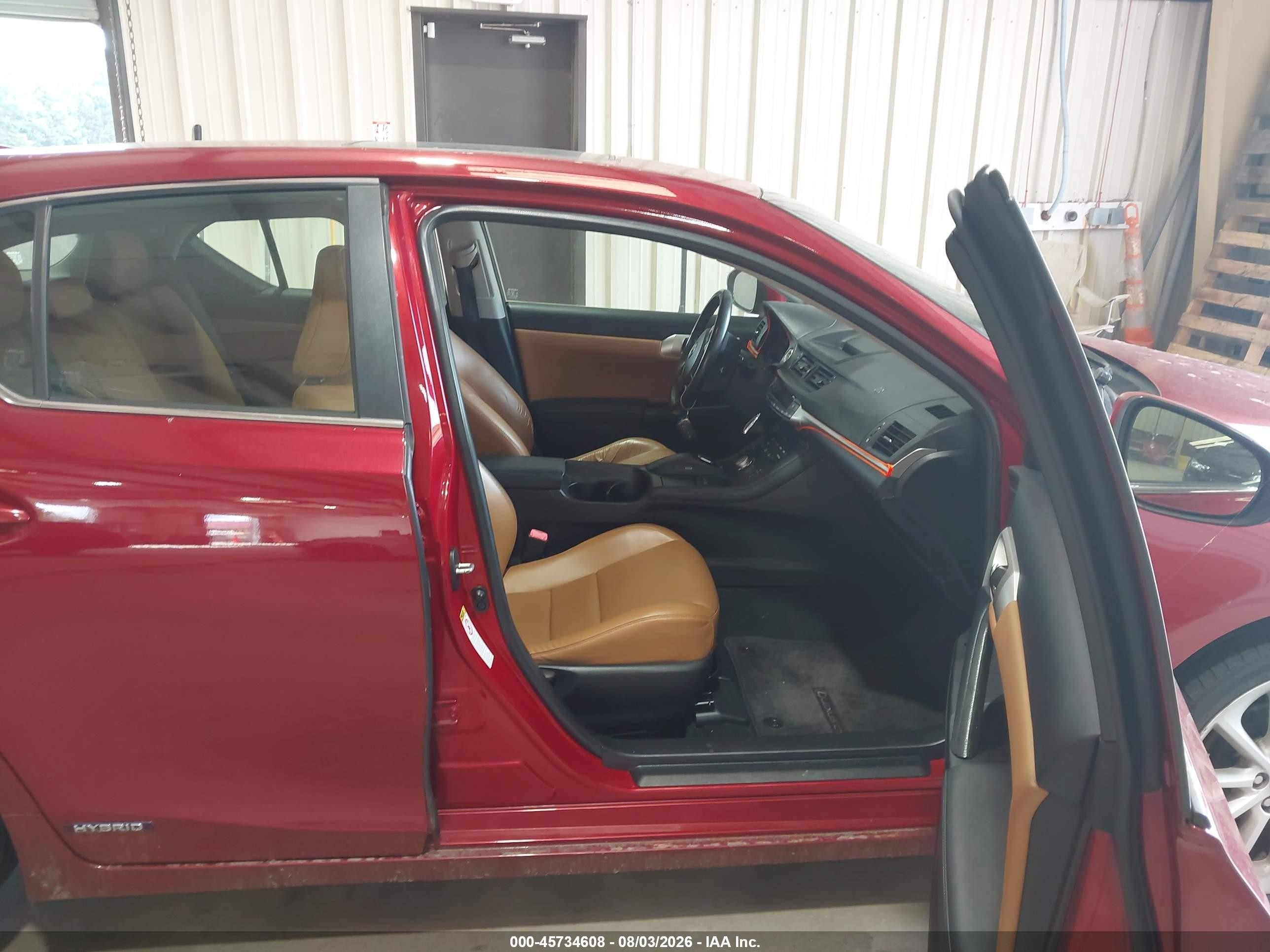 2012 Lexus Ct 200h Premium Burgundy vin: JTHKD5BH7C2068106