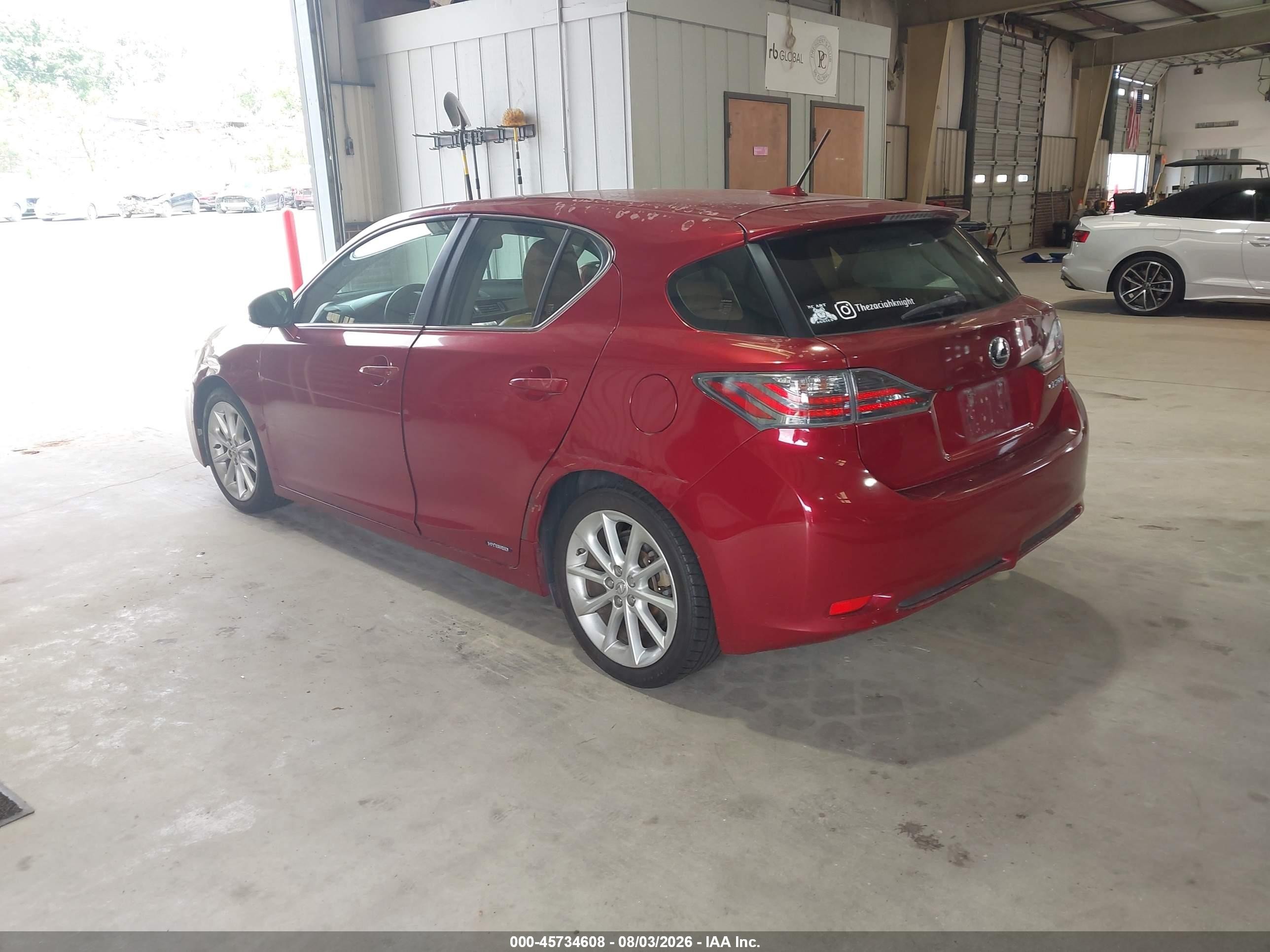 2012 Lexus Ct 200h Premium Burgundy vin: JTHKD5BH7C2068106