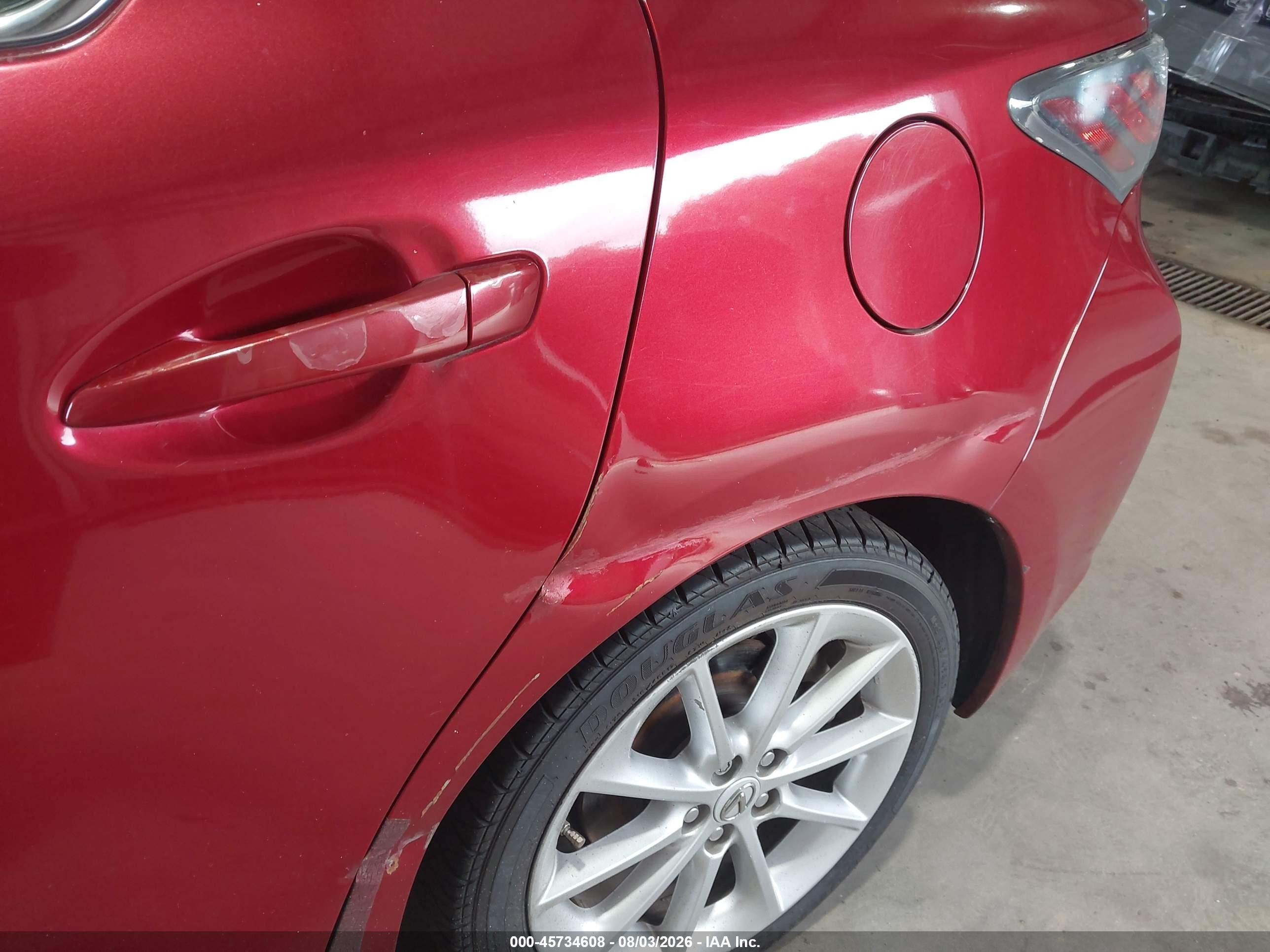 2012 Lexus Ct 200h Premium Burgundy vin: JTHKD5BH7C2068106