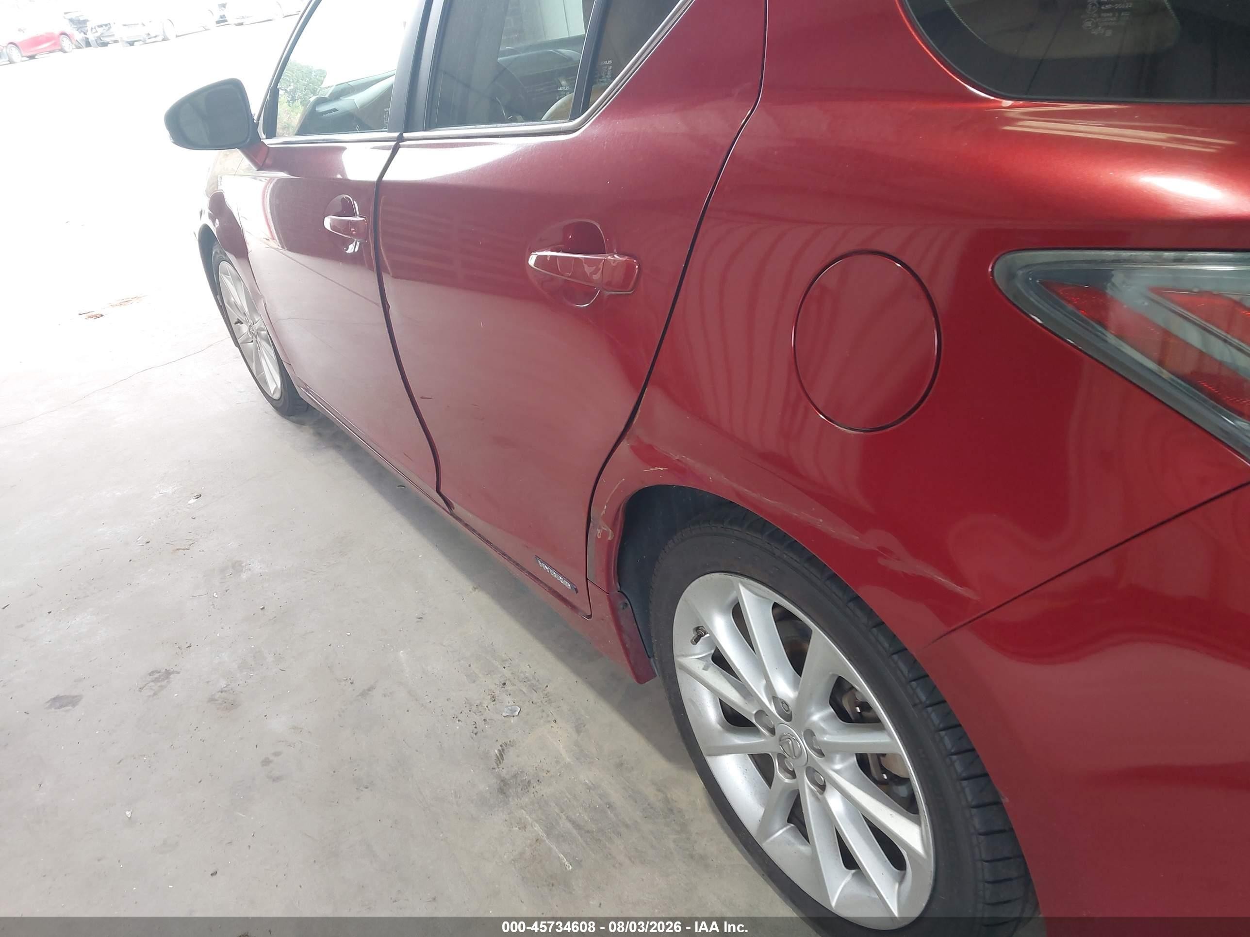2012 Lexus Ct 200h Premium Burgundy vin: JTHKD5BH7C2068106