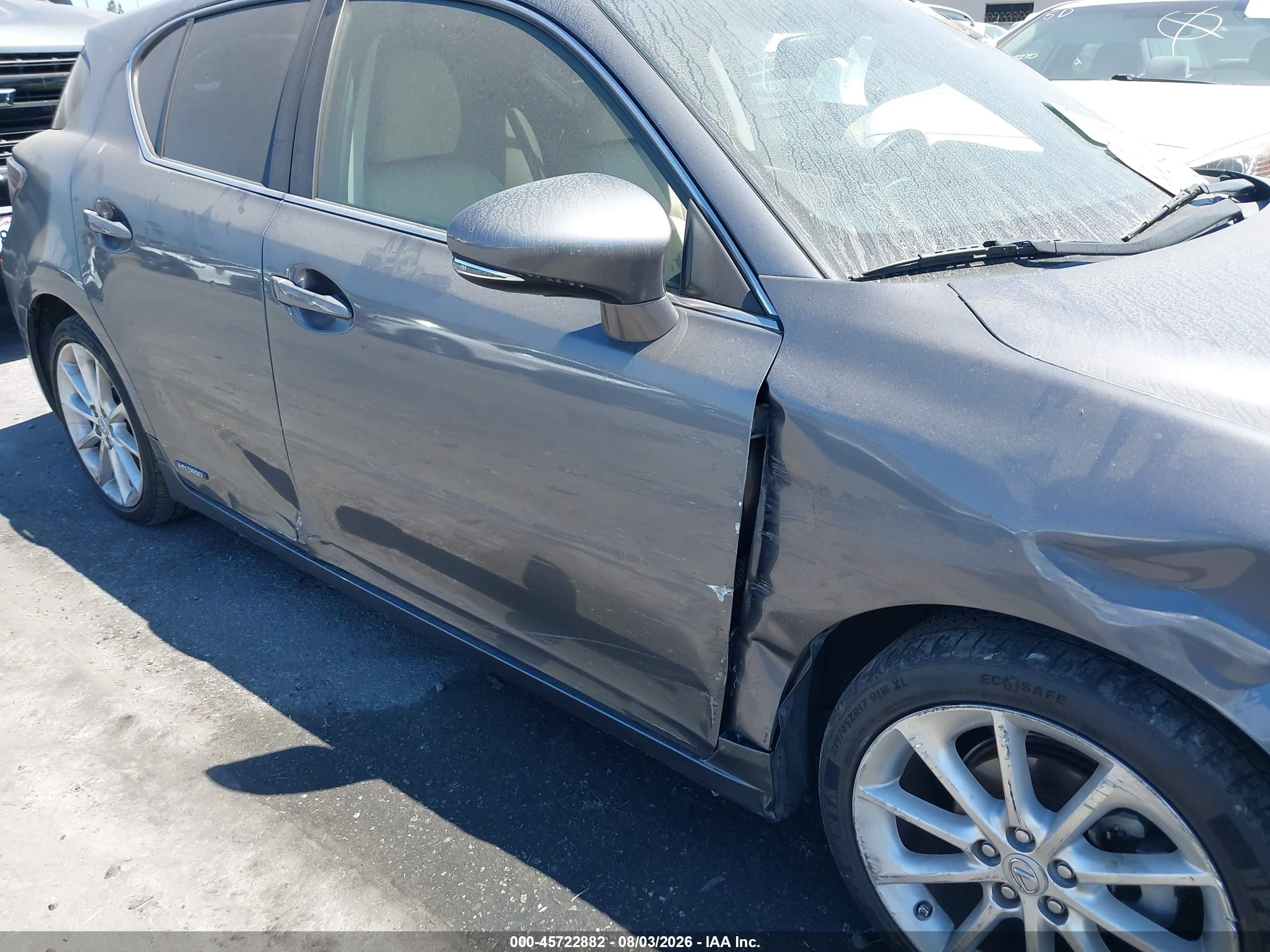 2012 Lexus Ct 200h Premium Gray vin: JTHKD5BH7C2091451