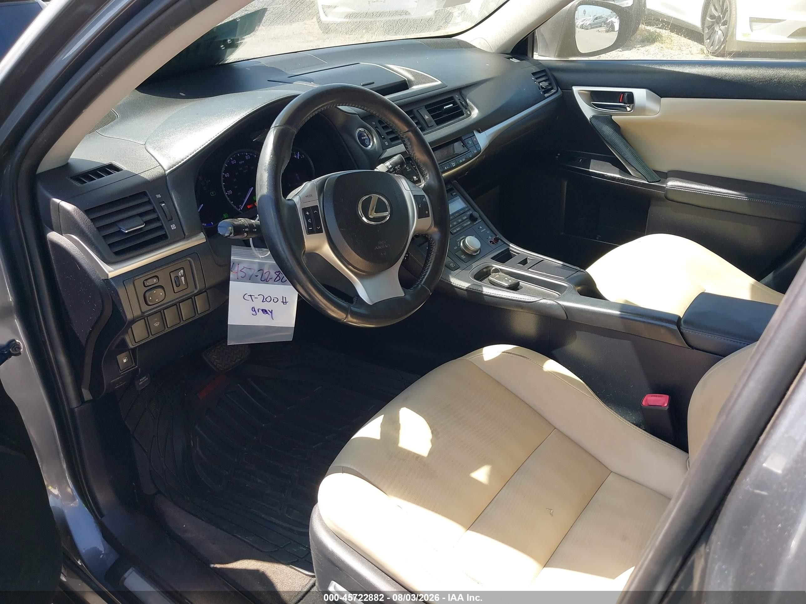 2012 Lexus Ct 200h Premium Gray vin: JTHKD5BH7C2091451