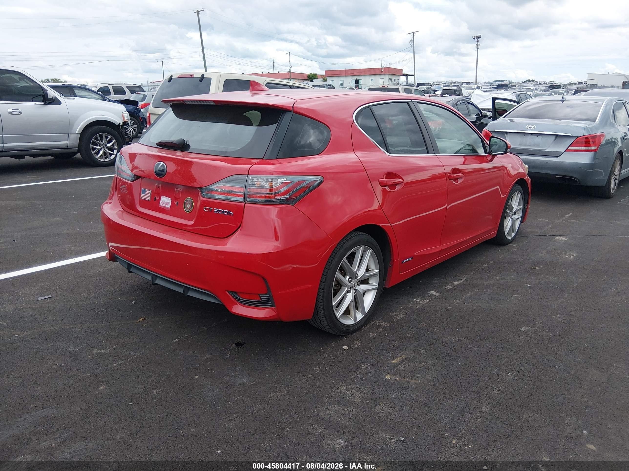 2014 Lexus Ct 200h Red vin: JTHKD5BH7E2197904