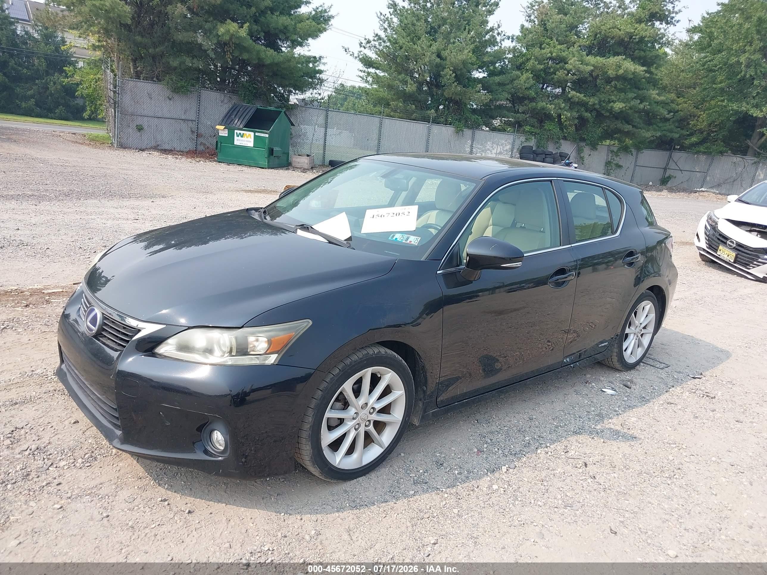 2012 Lexus Ct 200h Premium Black vin: JTHKD5BH9C2070827