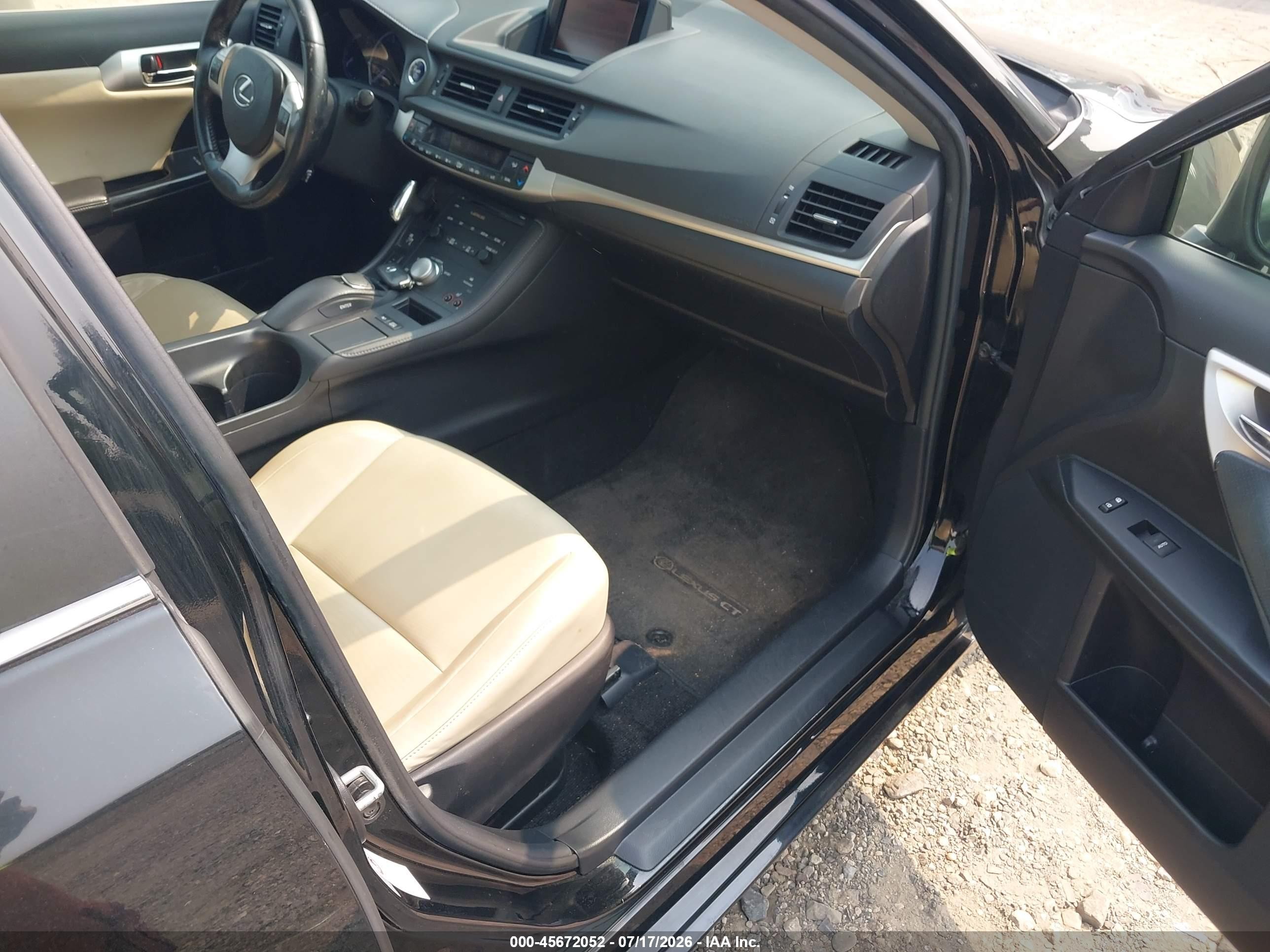 2012 Lexus Ct 200h Premium Black vin: JTHKD5BH9C2070827