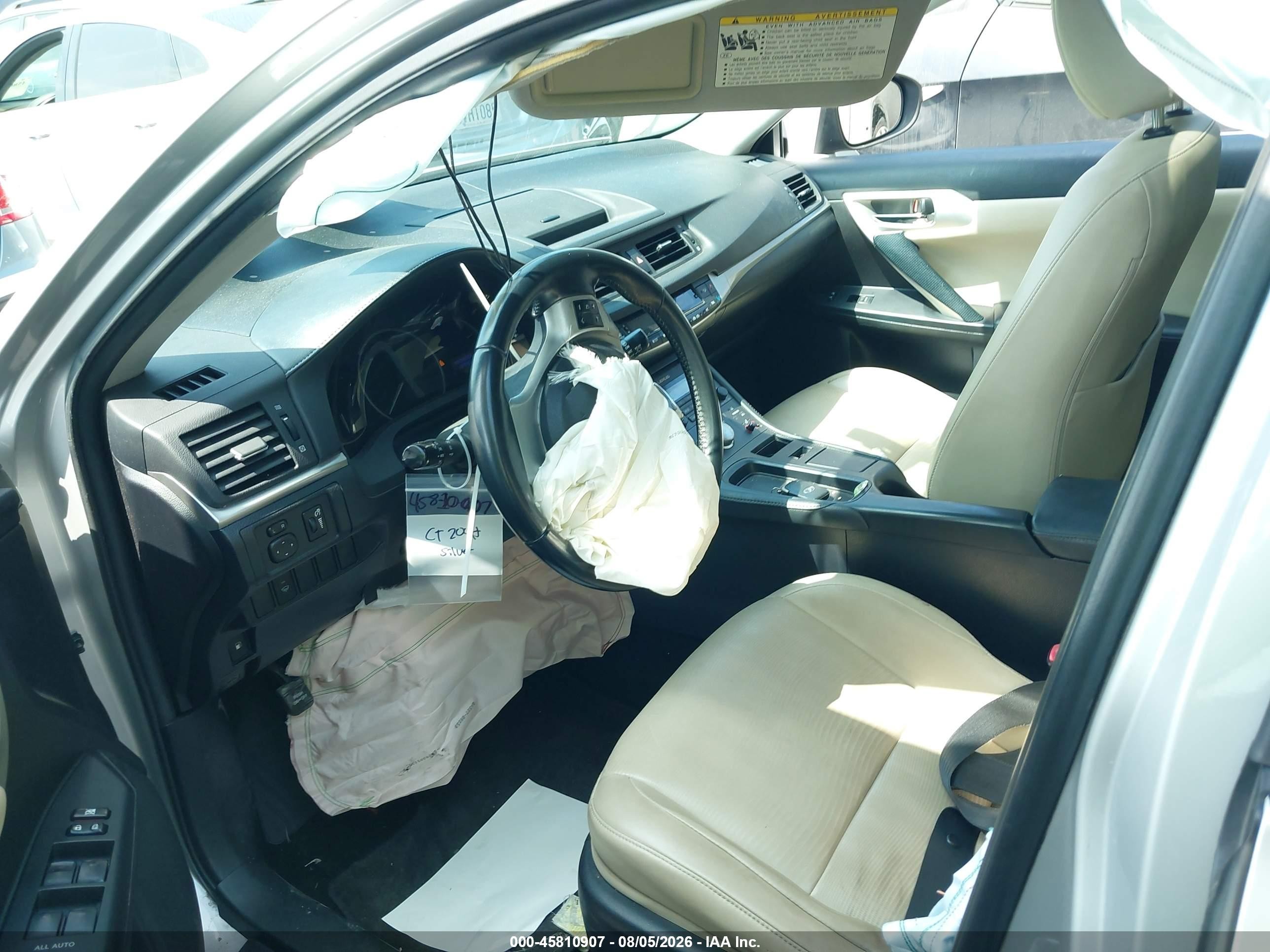 2012 Lexus Ct 200h Premium Silver vin: JTHKD5BH9C2105639