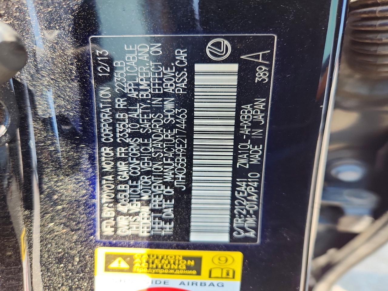 2014 Lexus Ct 200 Black vin: JTHKD5BH9E2174463