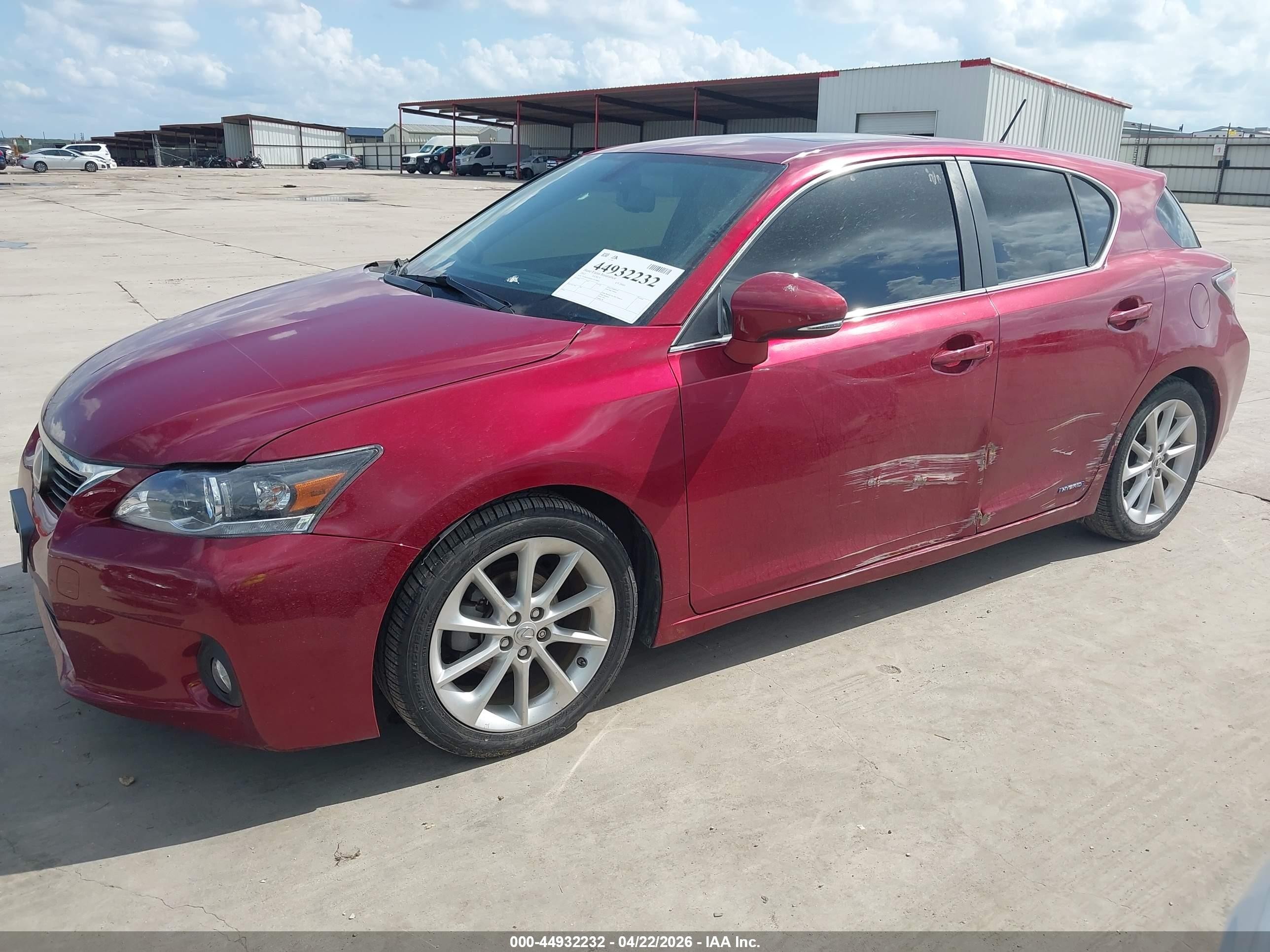 2012 Lexus Ct 200h Premium Red vin: JTHKD5BHXC2074868